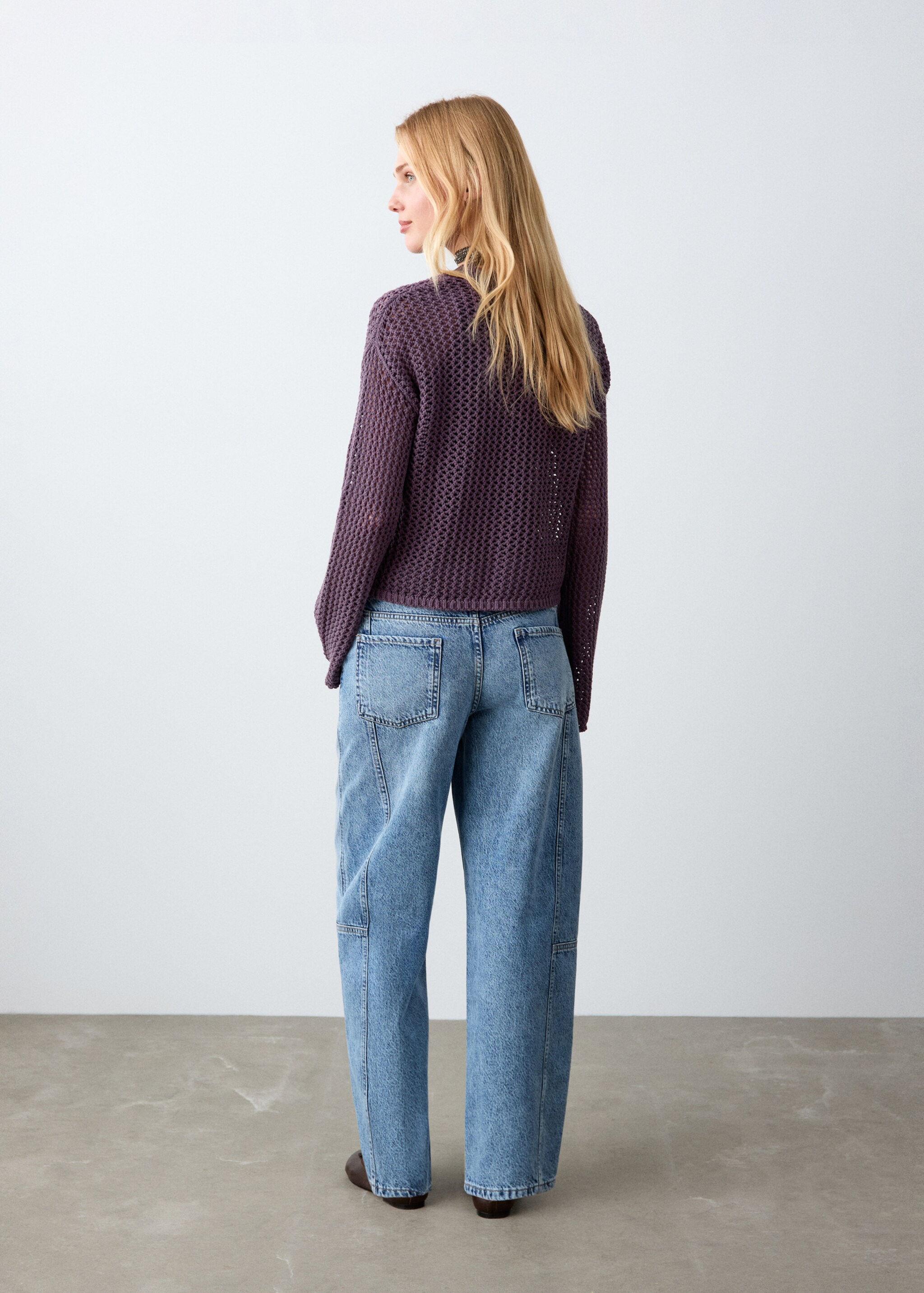 Jersey punto calado - Reverso del artículo, Púrpura. Ref: 27014772-00.