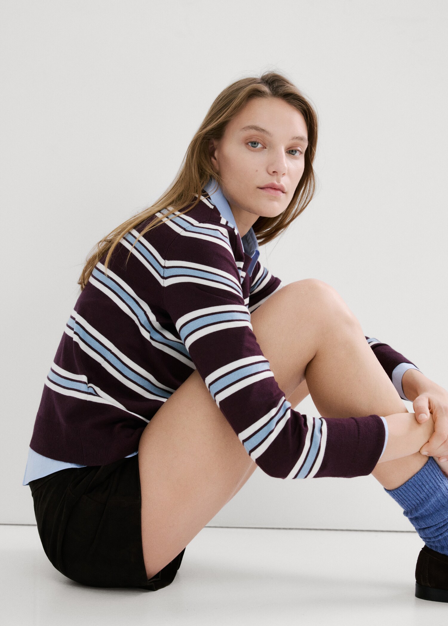 Pull en maille fine à rayures - Plan moyen