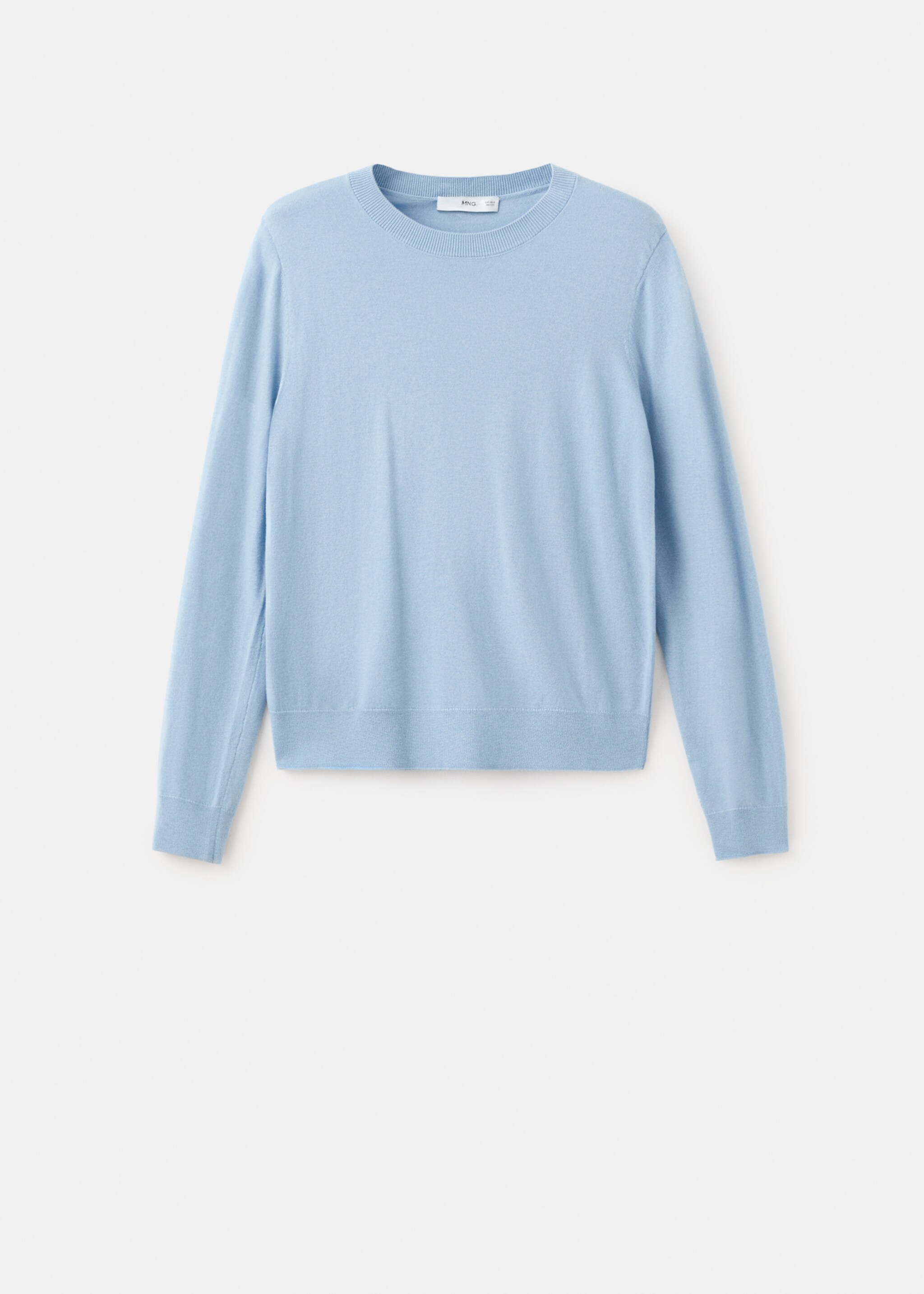 Round-neck knitted sweater - Article without model, Sky Blue. Ref: 27014777-00.