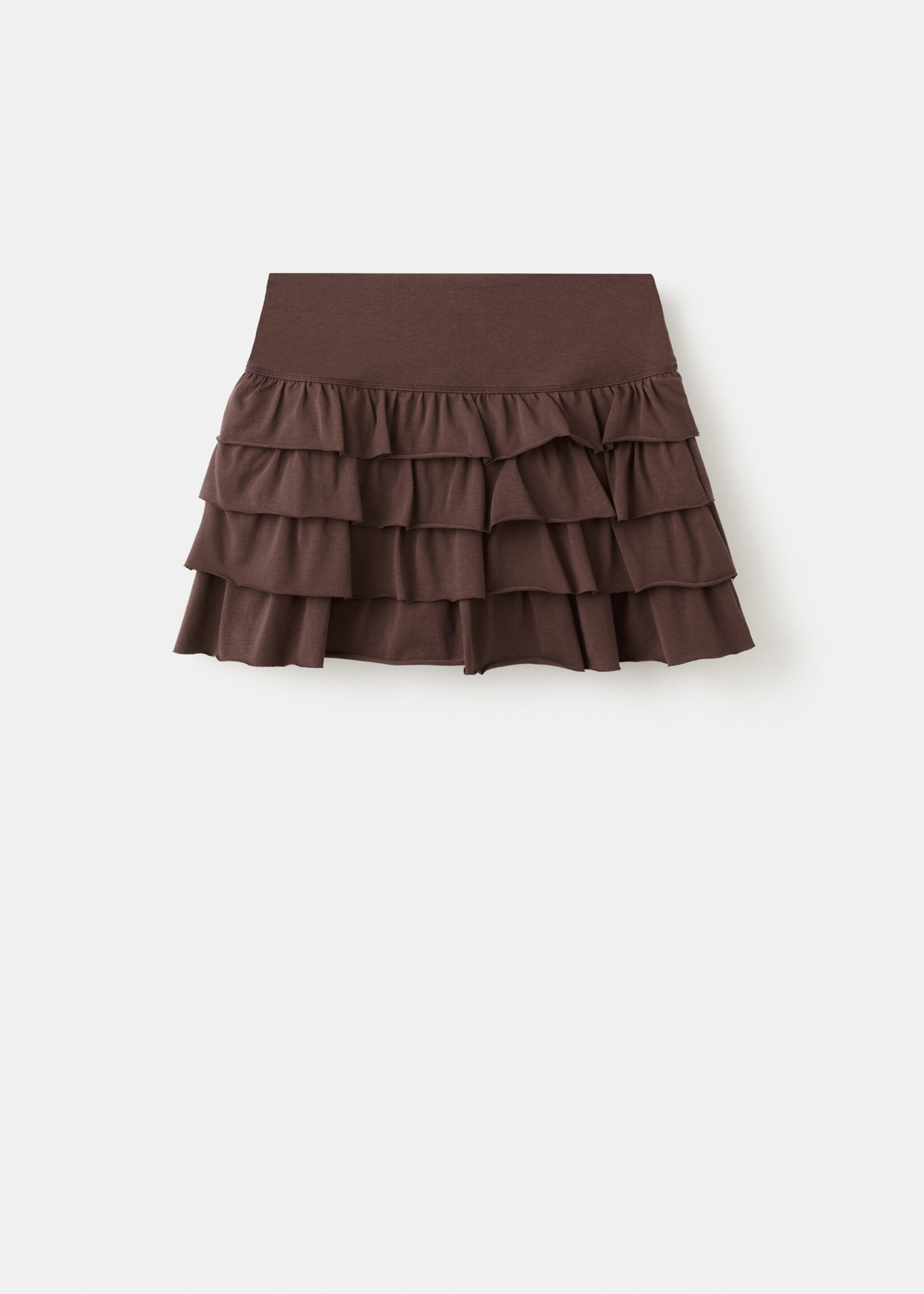 Jupe courte à volants - Article sans modèle, Marron. Ref: 27014780-00.