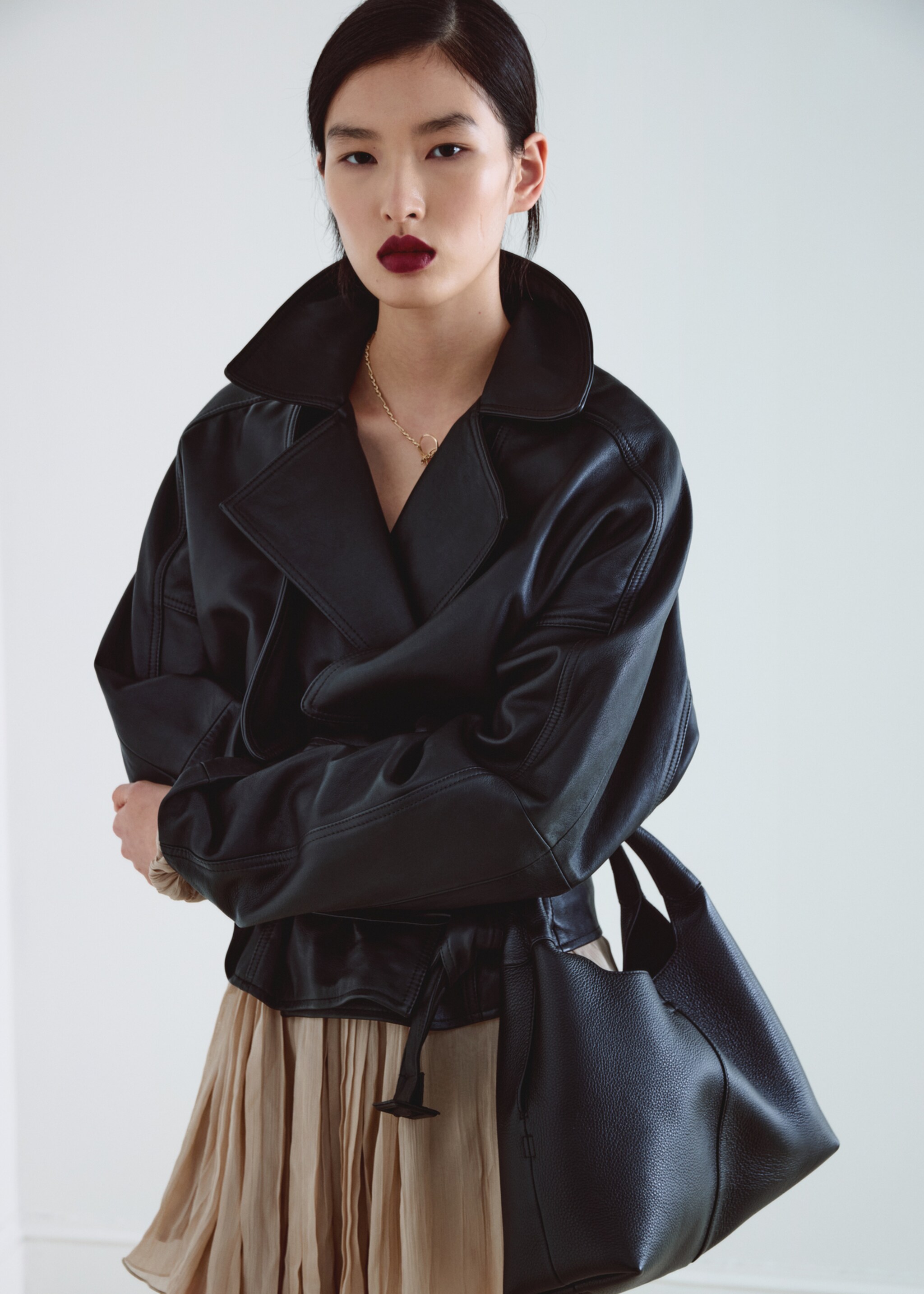 Bolso hombro piel pespunte - Detalle del artículo 6, Negro. Ref: 27014790-00.