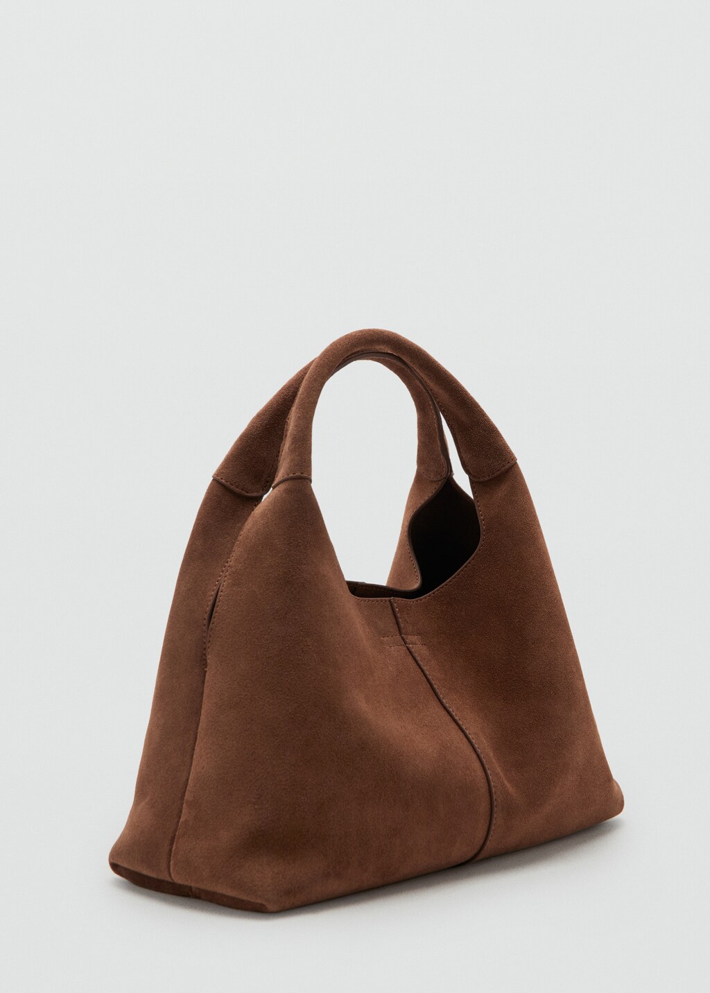 Suede shoulder bag with stitching - image 4