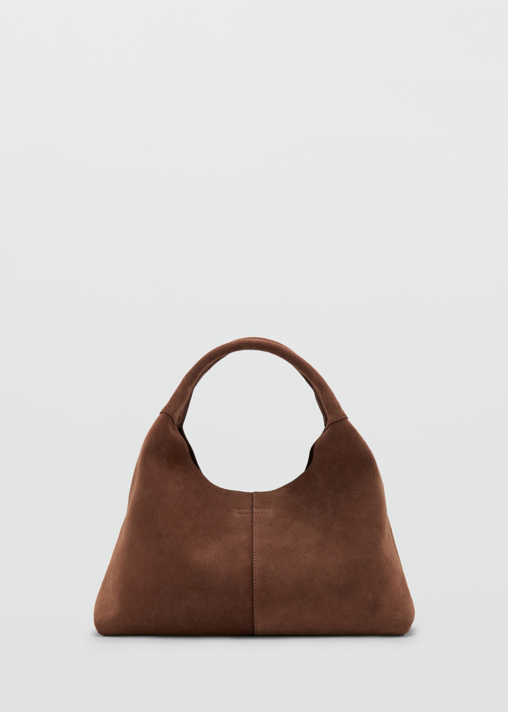 Sac porté épaule en daim surpiqûre - Article sans modèle, Marron. Ref: 27014791-00.