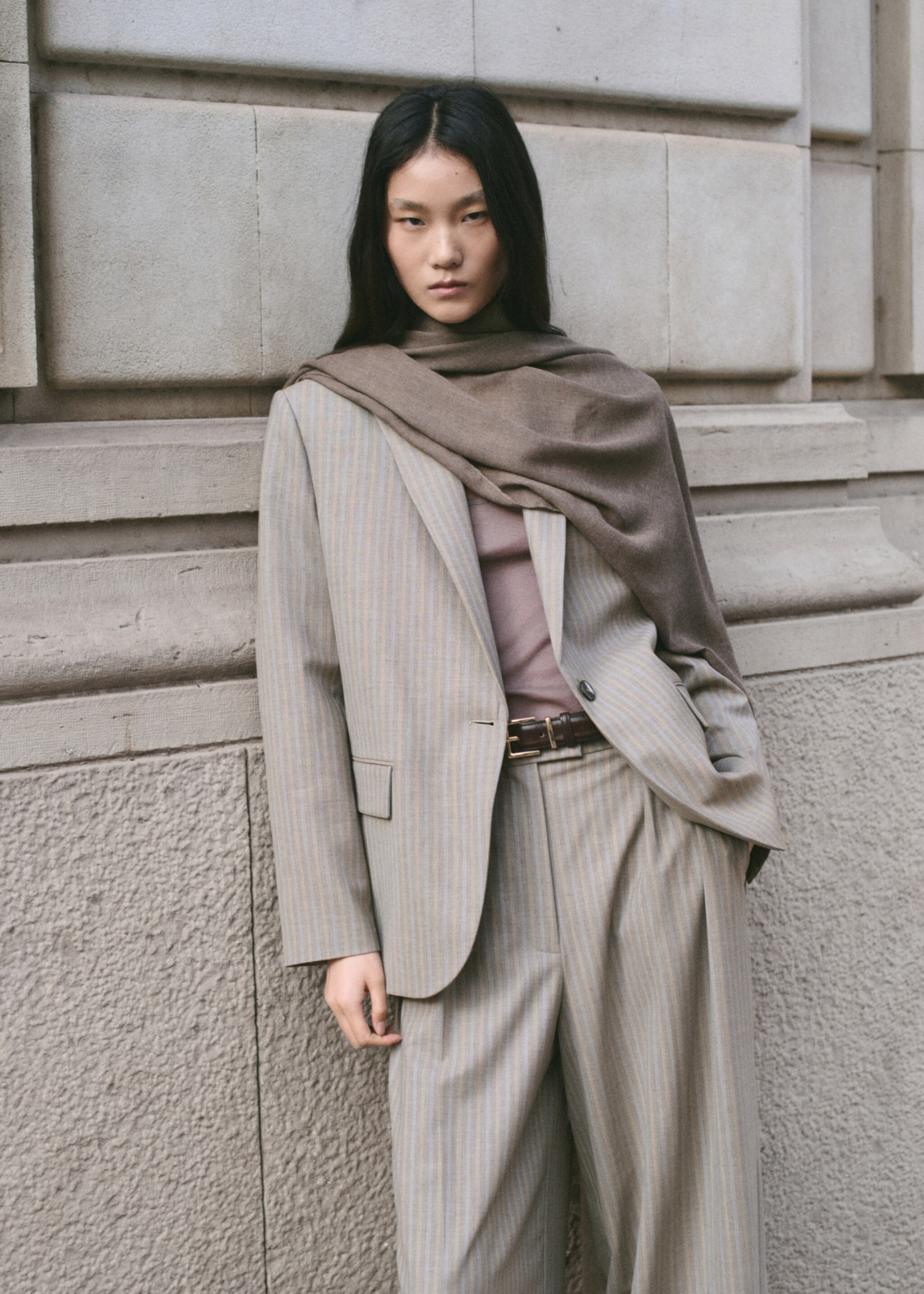 Панталон костюм от вълнена смес - Средна равнина, Среднокафяво. Ref: 27014792-00.