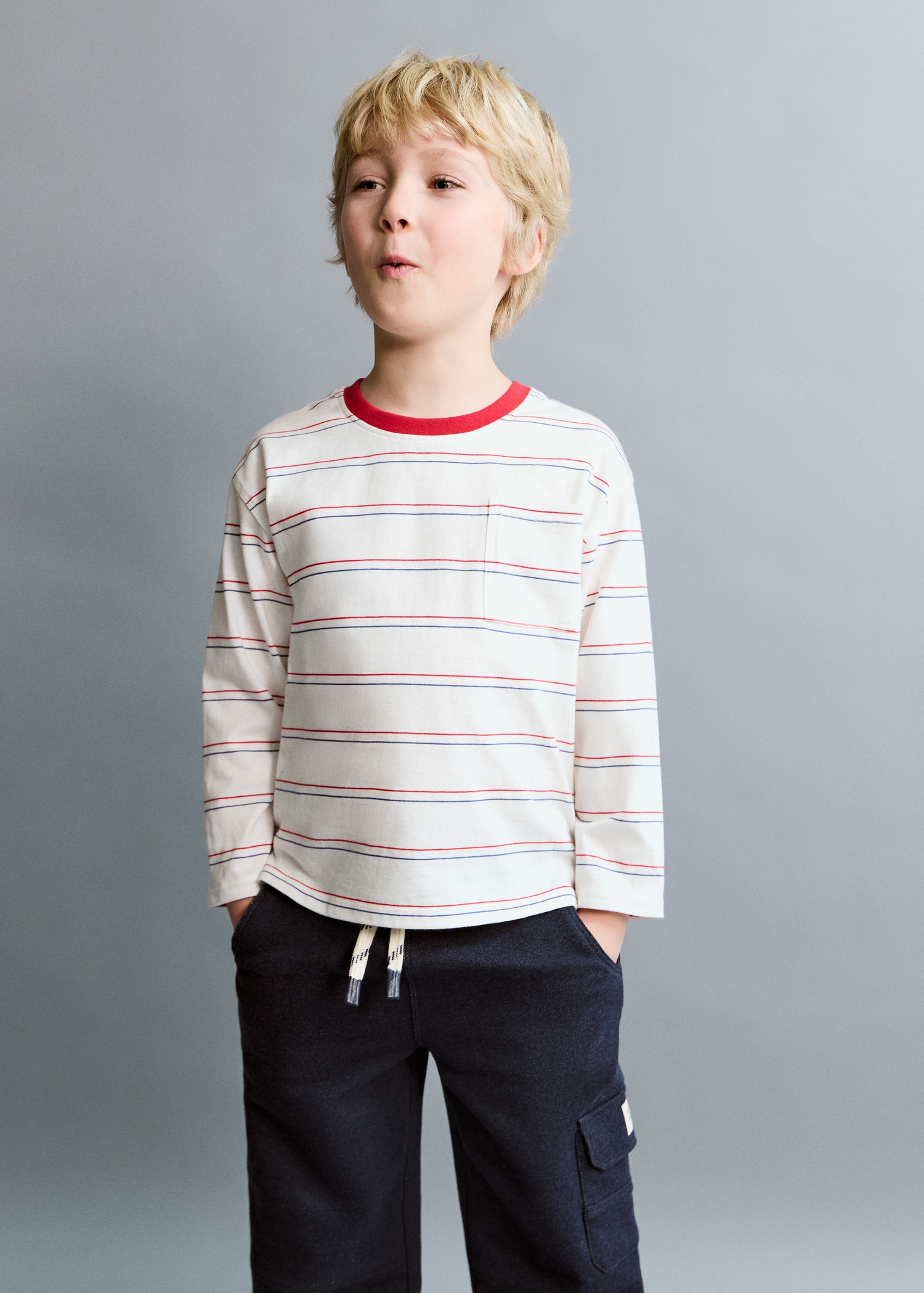 T-shirt coton à rayures - Plan moyen