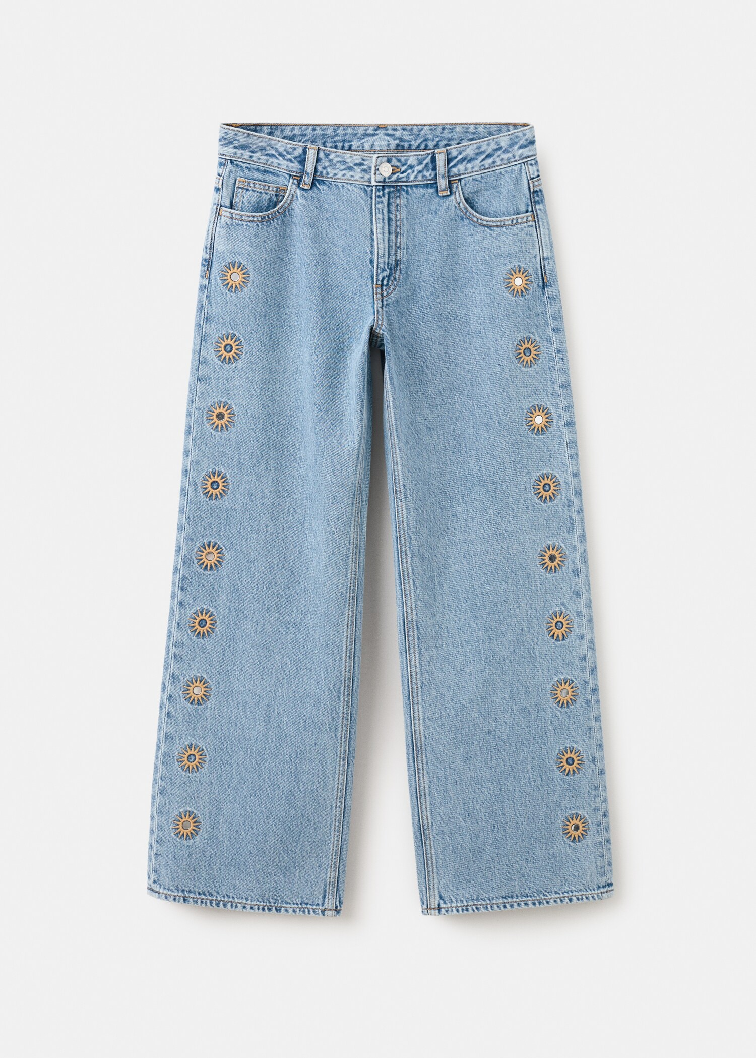 Прямые джинсы с вышивкой - Изделие без модели