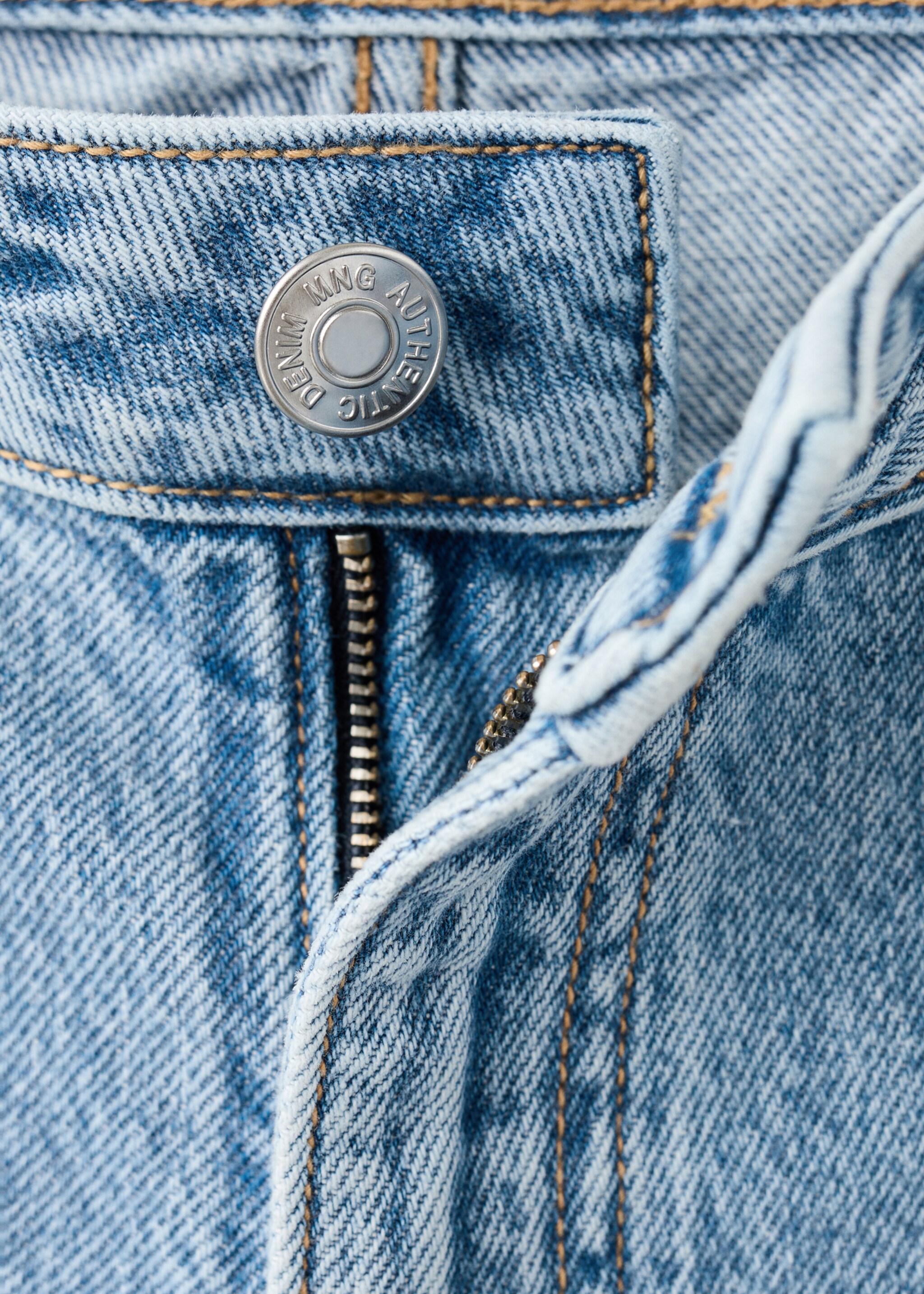 Прямые джинсы с вышивкой - Деталь изделия 8, Синий средний. Ref: 27015163-00.