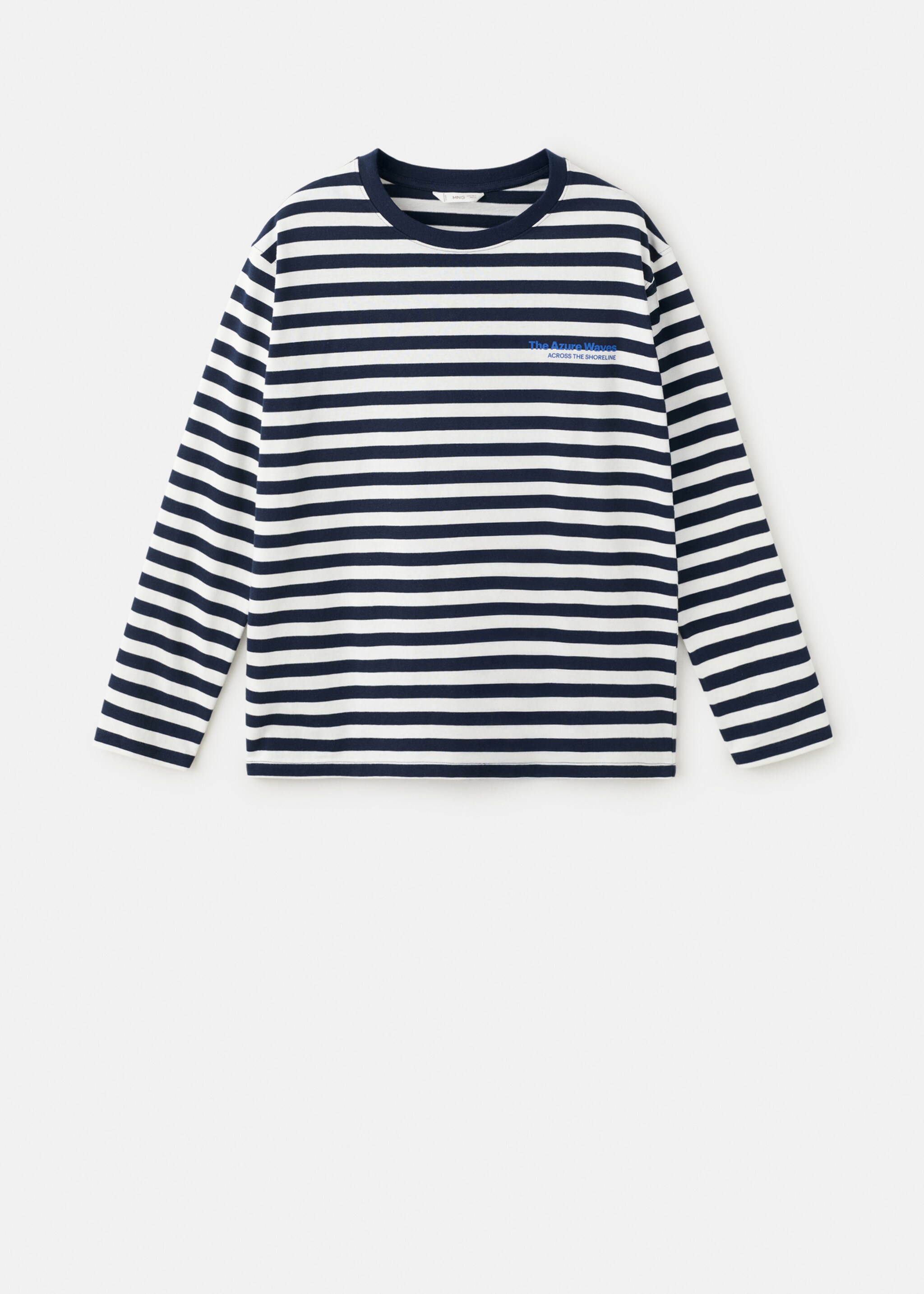 تي شيرت مخطط مطبوع - منتج دون نموذج, أزرق غامق. Ref: 27015164-00.