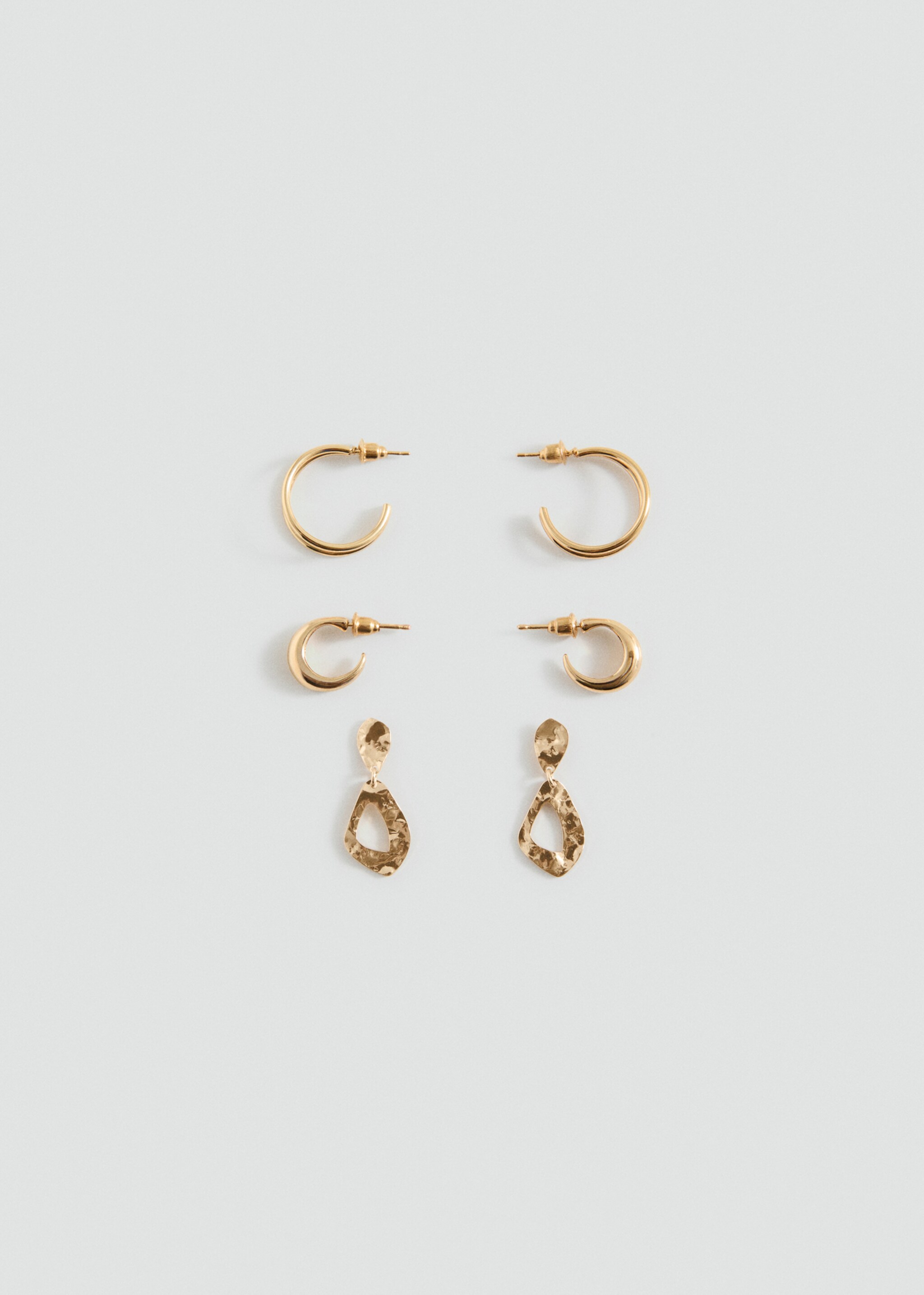 Pack de 3 pares de brincos combinados - Artigo sem modelo, Ouro. Ref: 27015175-00.