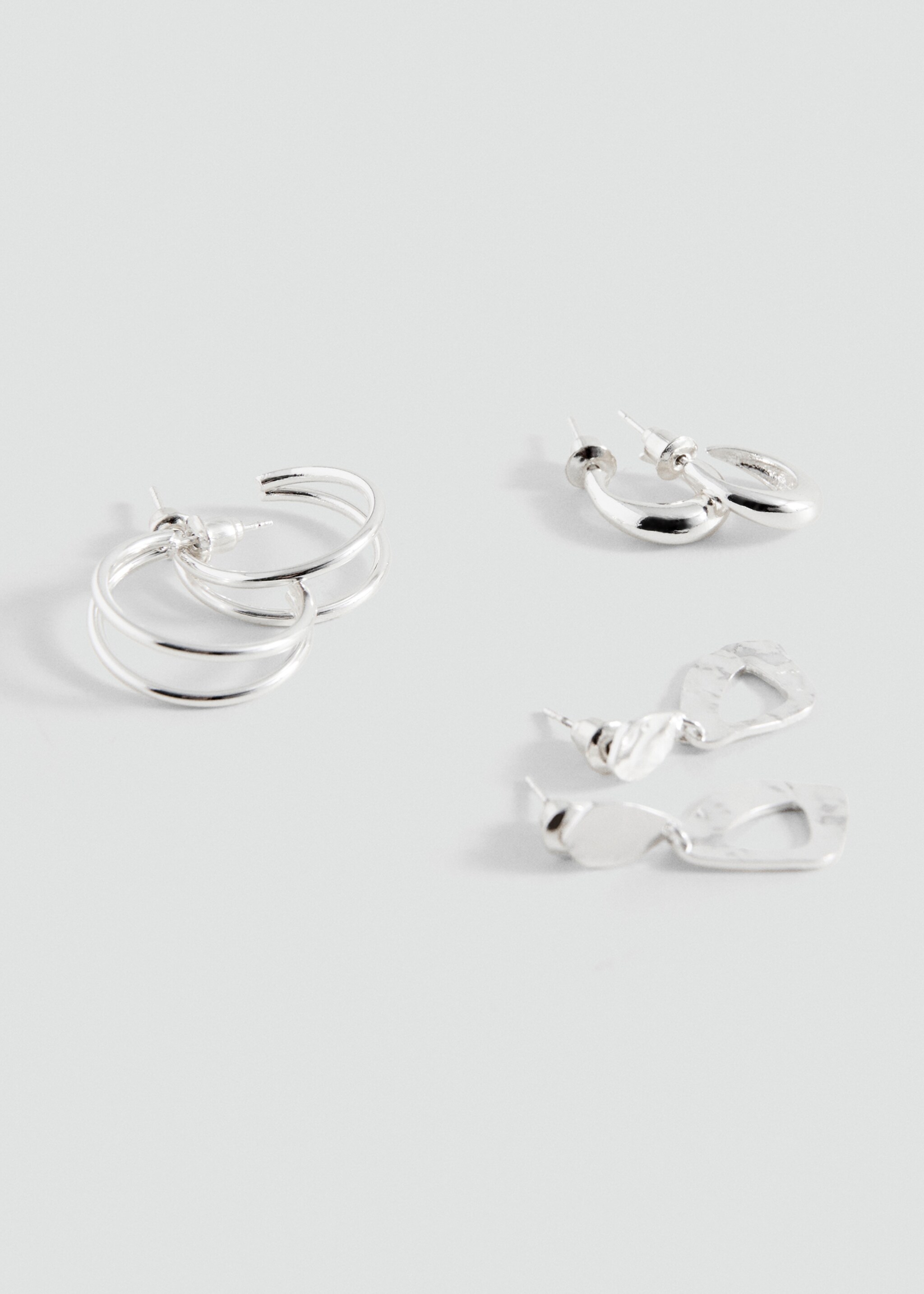 Pack of 3 combined earrings - Details of the article 1, Silver. Ref: 27015176-00.