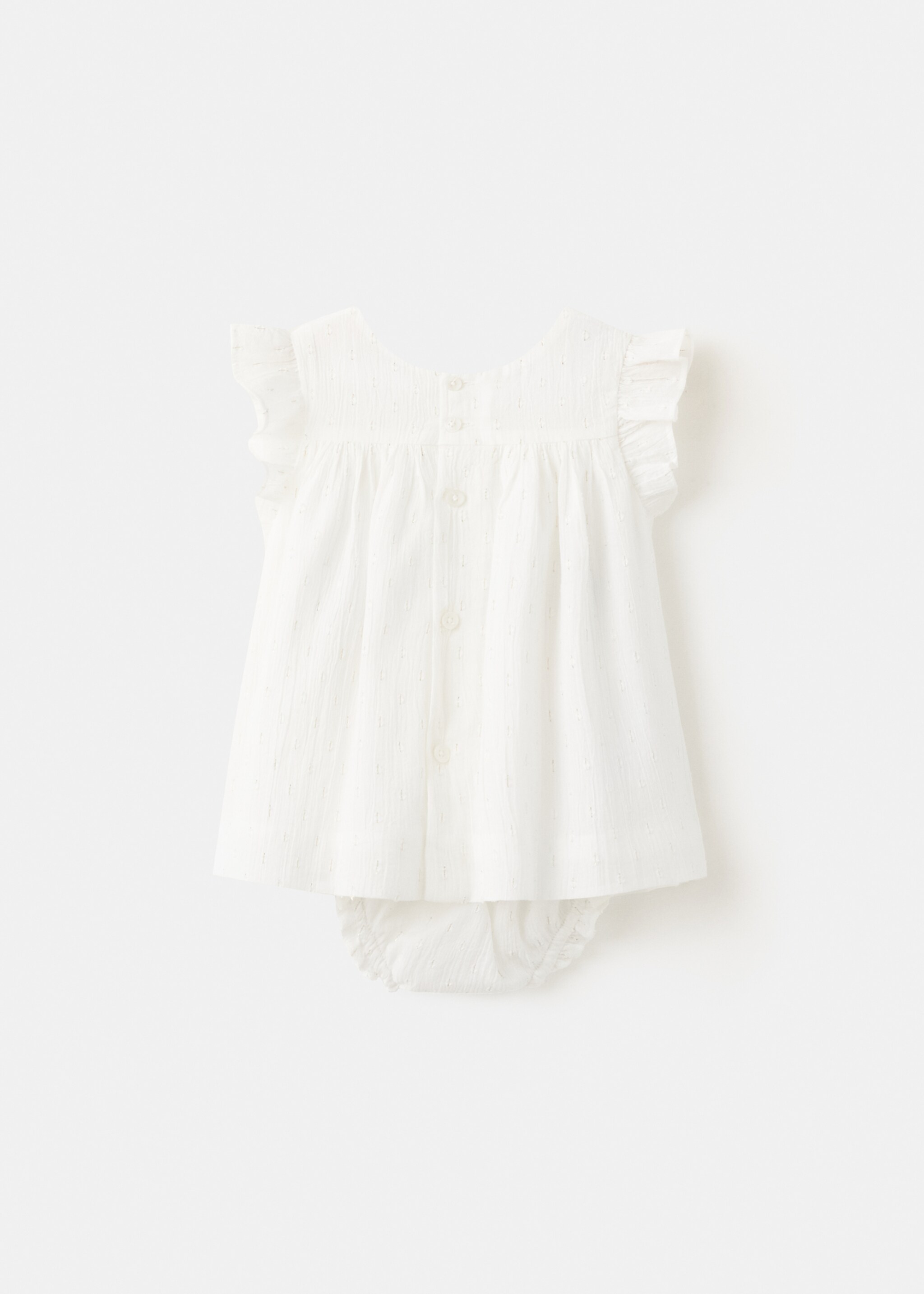 Dress and frog with embroidered details - Reverse of the article, Off White. Ref: 27015816-00.