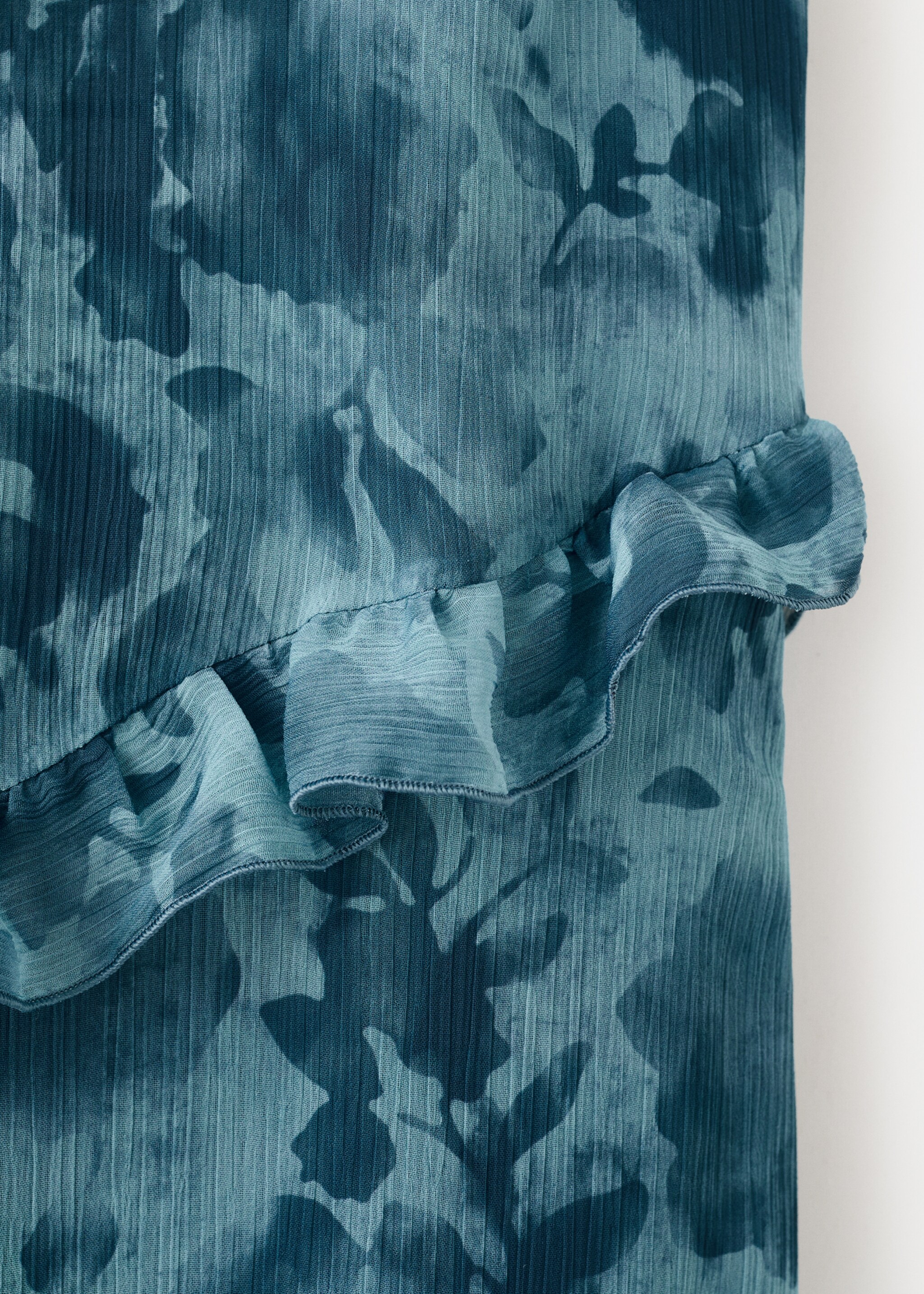 Ruffled printed dress - Details of the article 0, Blue. Ref: 27015817-00.