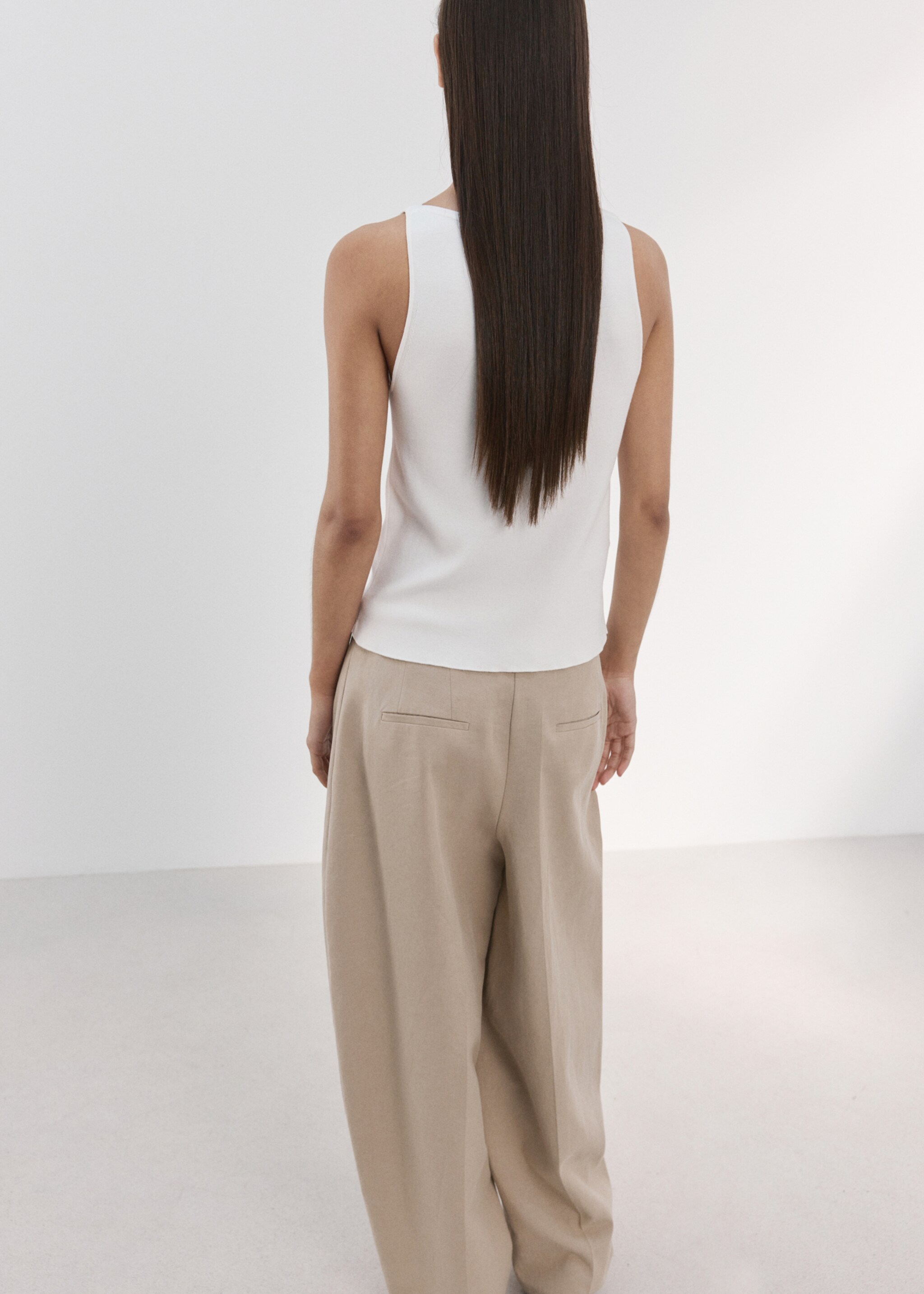 بلوزة شفافة محبوكة - الجهة الخلفية للمنتج, بيج فاتح. Ref: 27015821-00.