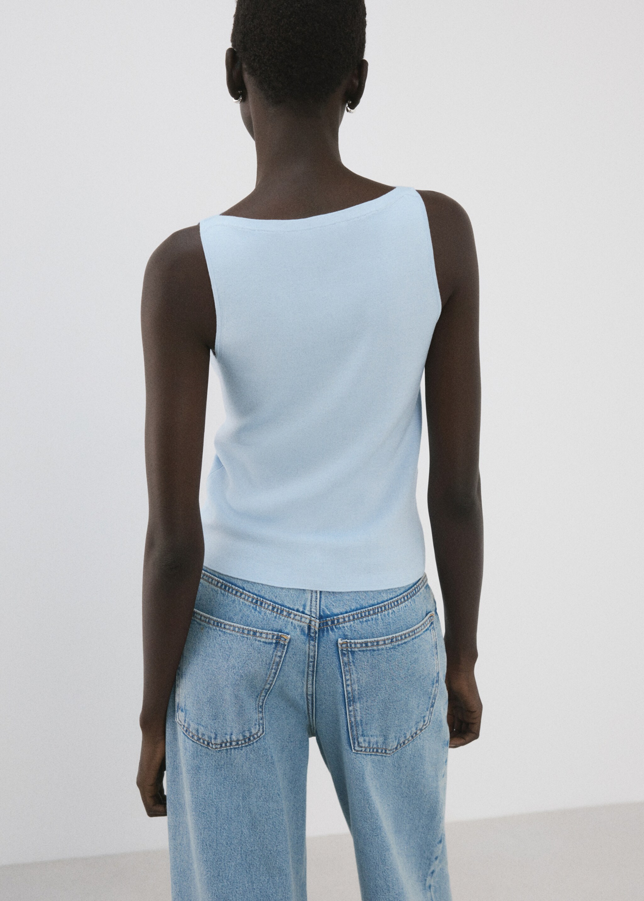 بلوزة شفافة محبوكة - الجهة الخلفية للمنتج, أزرق سماوي. Ref: 27015821-00.