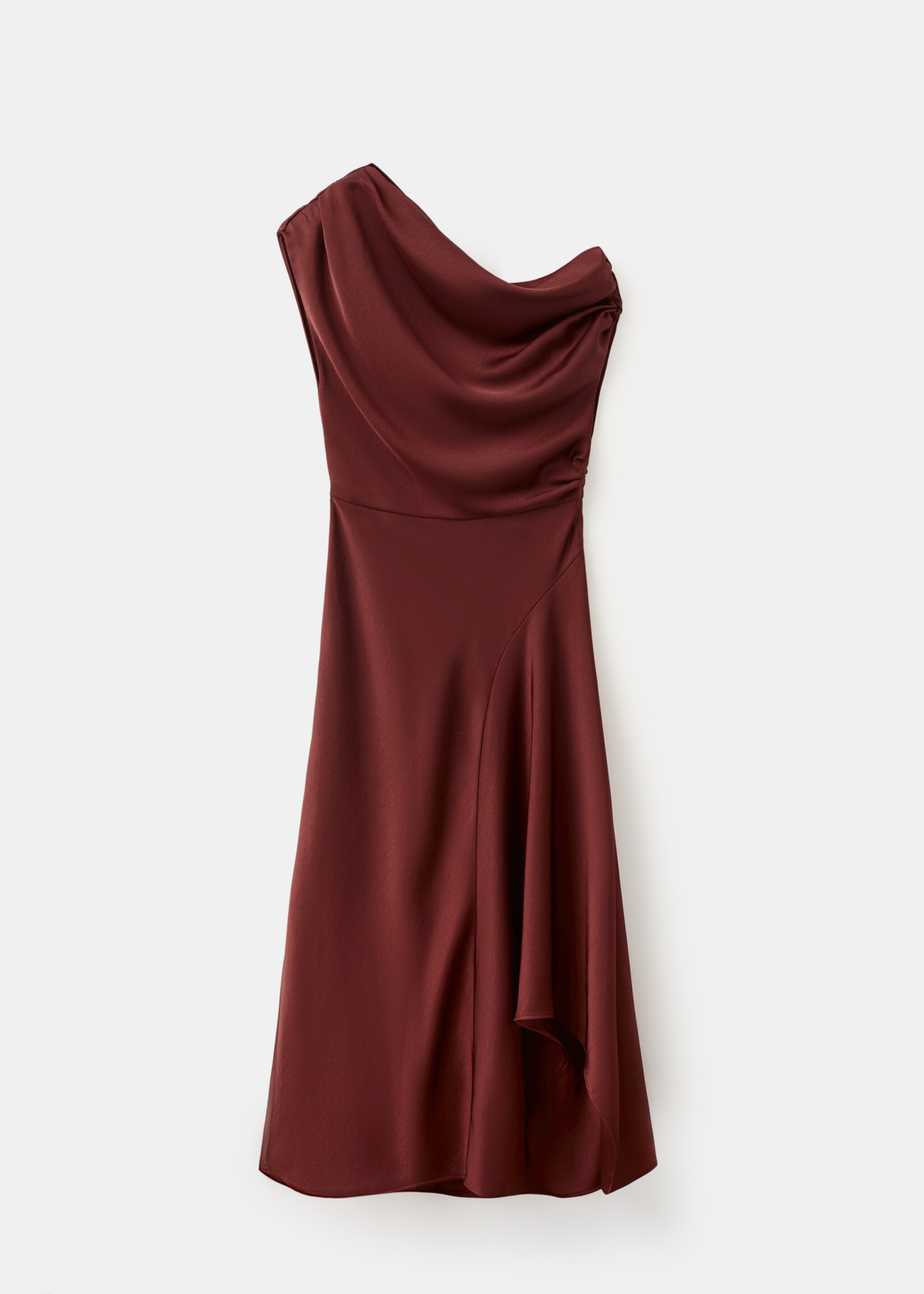 Asymmetrical flared dress - Article without model, Burgundy. Ref: 27015828-00.