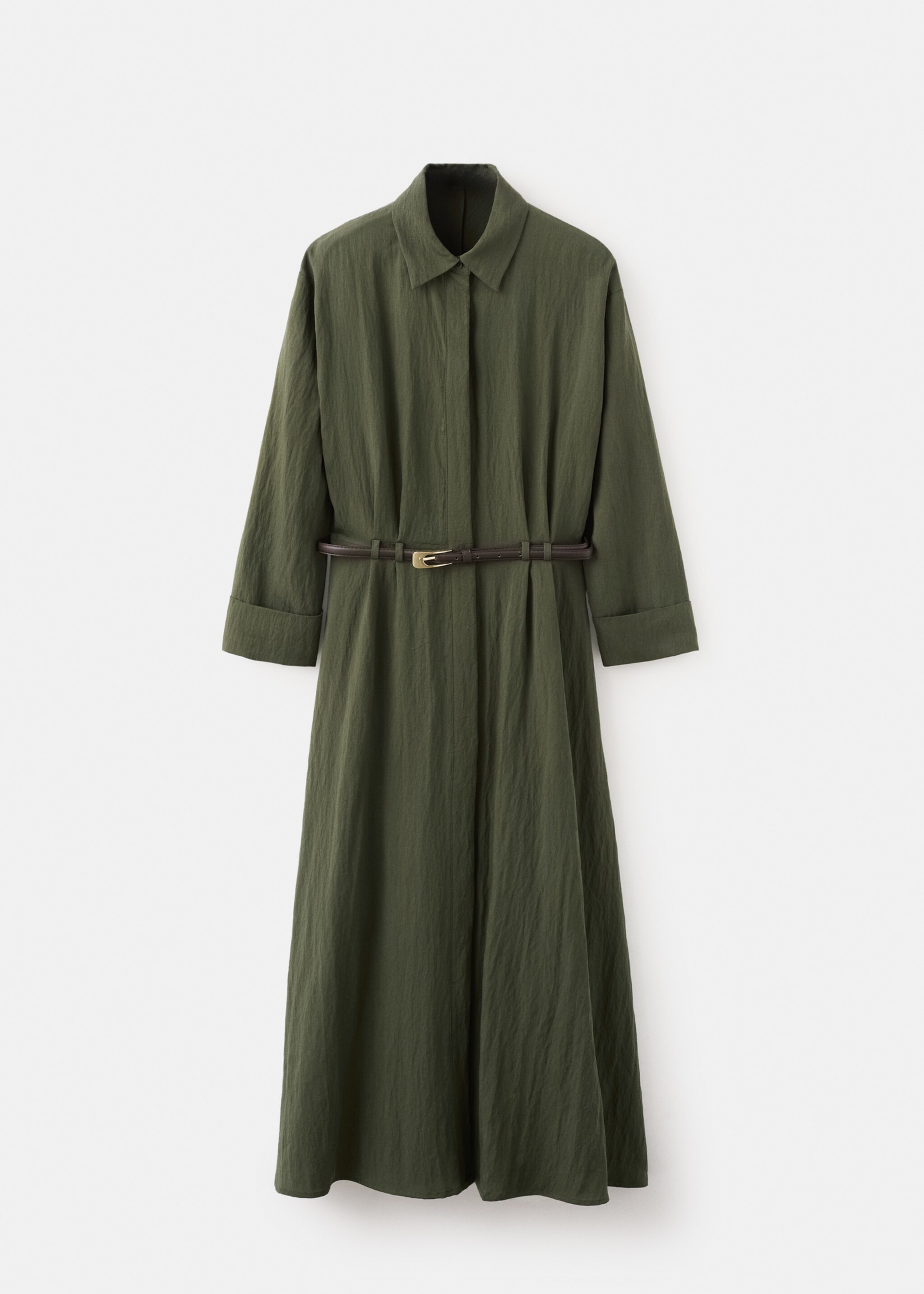 Lyocell shirt dress - Article without model, Khaki. Ref: 27015829-00.