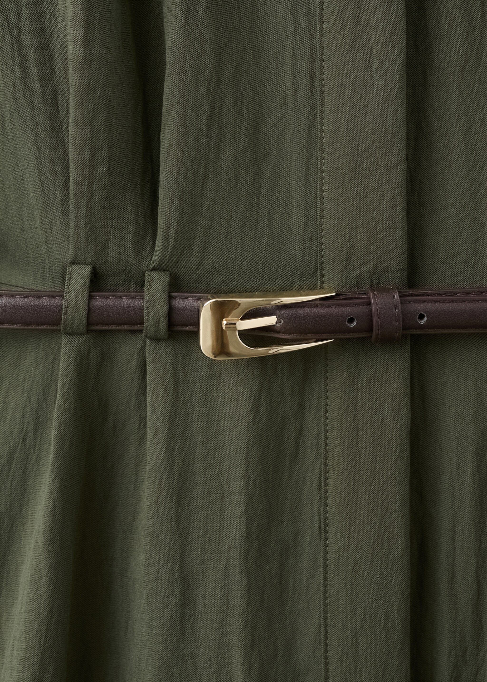 Lyocell shirt dress - Details of the article 0, Khaki. Ref: 27015829-00.