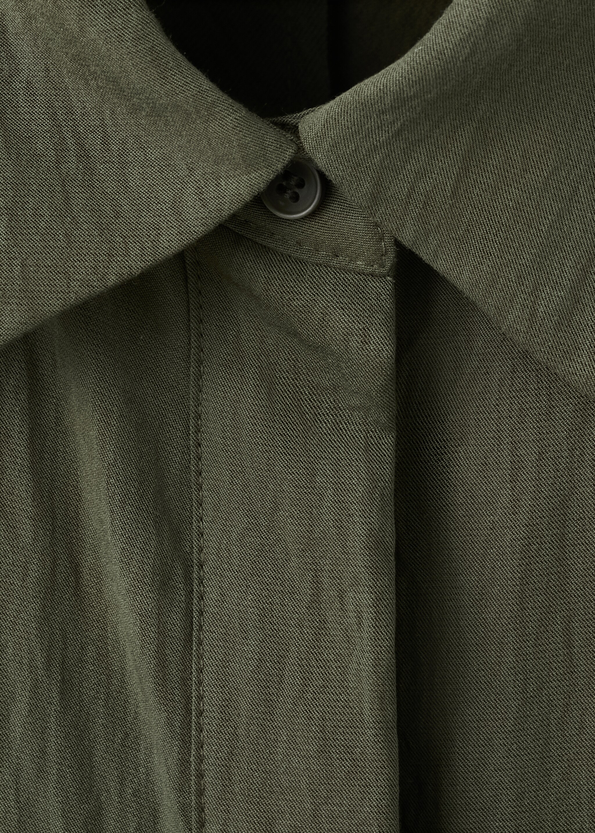 Lyocell shirt dress - Details of the article 8, Khaki. Ref: 27015829-00.