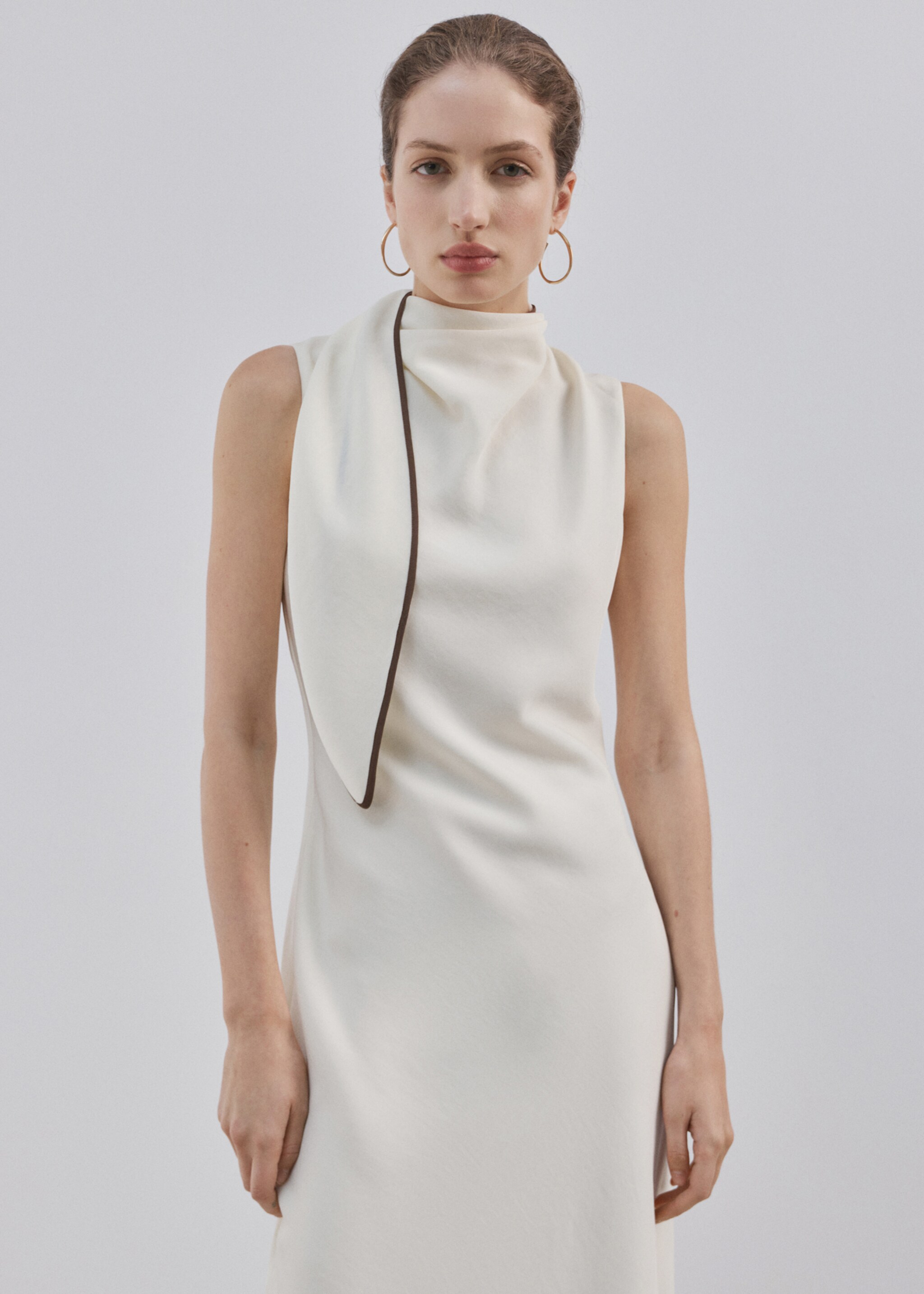 Scarf detail dress - Medium plane, Vanilla. Ref: 27015830-00.