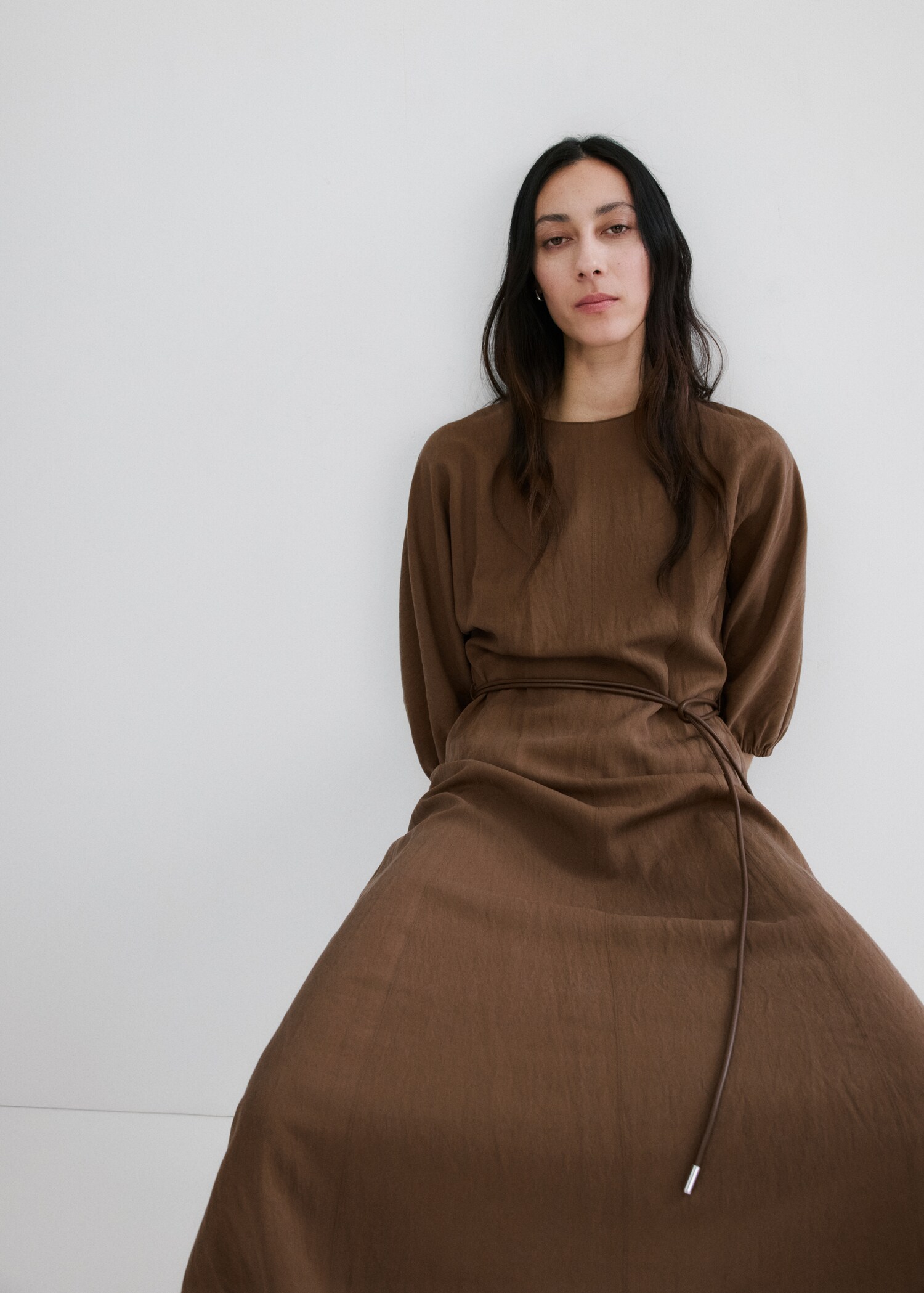 Lyocell dress with belt - Medium plane