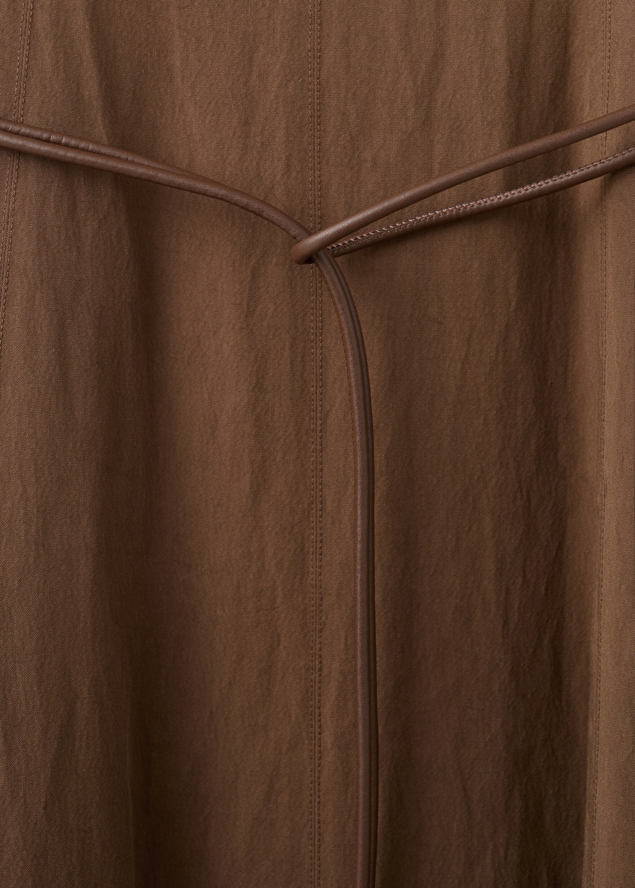 Lyocell dress with belt - Details of the article 8, Brown. Ref: 27015831-00.