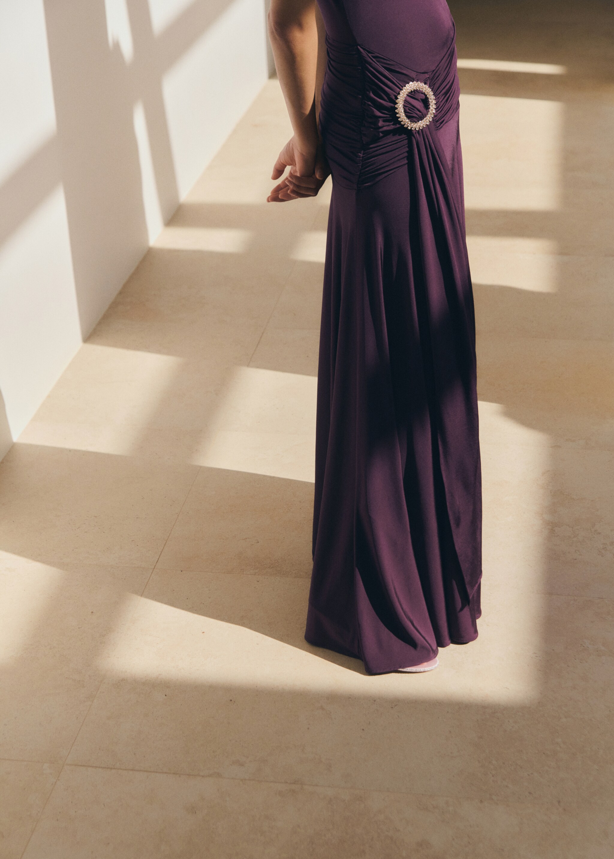 Long dress with metallic detail - Details of the article 1, Purple. Ref: 27015841-00.
