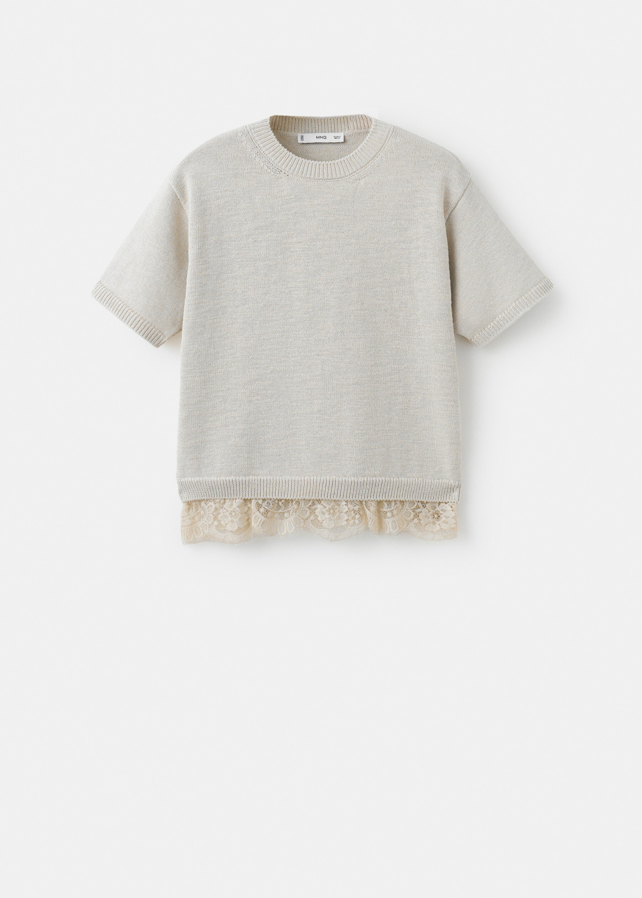 كنزة جيرسي محبوكة بالدانتيل - منتج دون نموذج, رمادي فاتح/خفيف. Ref: 27015843-00.