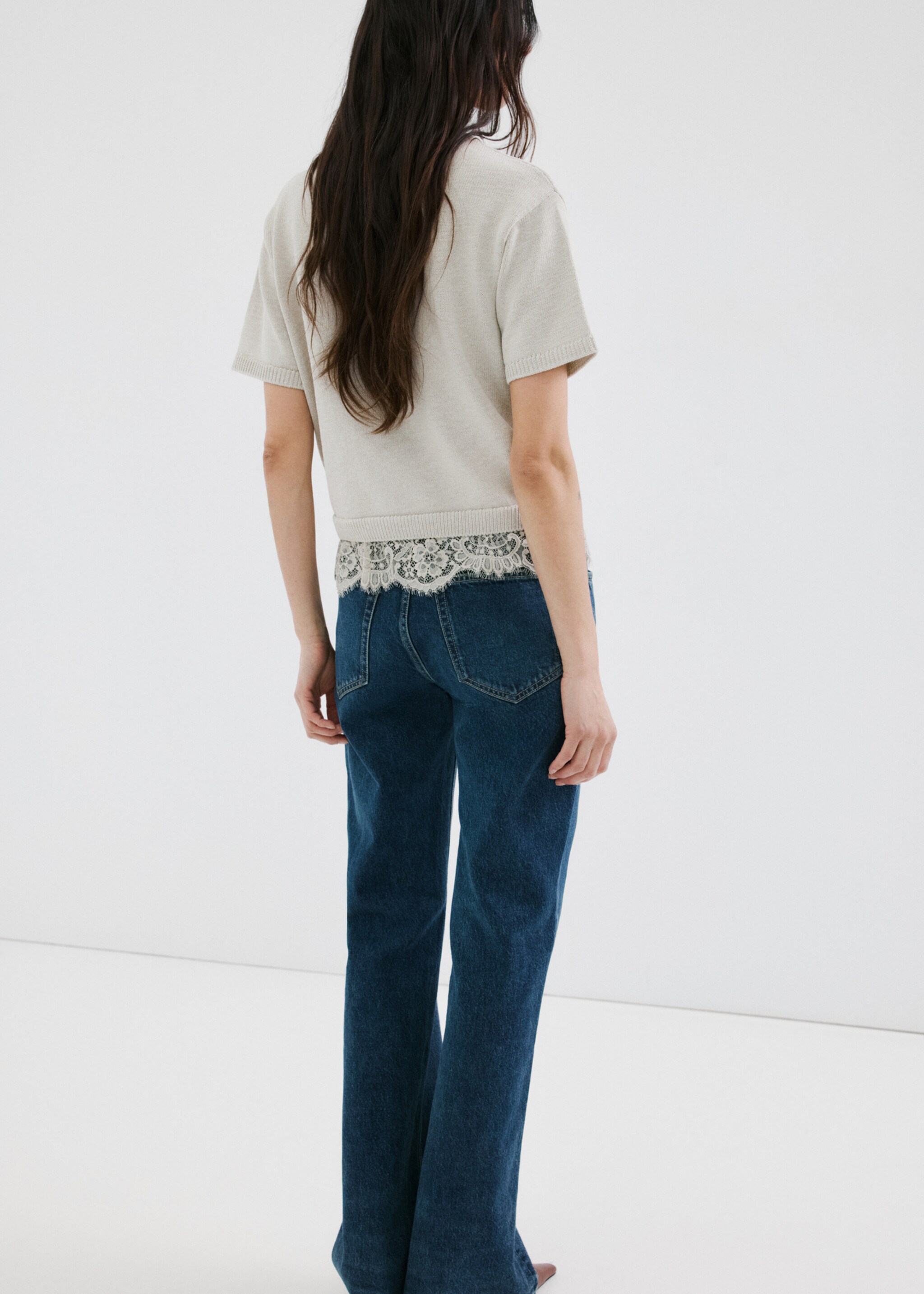 كنزة جيرسي محبوكة بالدانتيل - الجهة الخلفية للمنتج, رمادي فاتح/خفيف. Ref: 27015843-00.