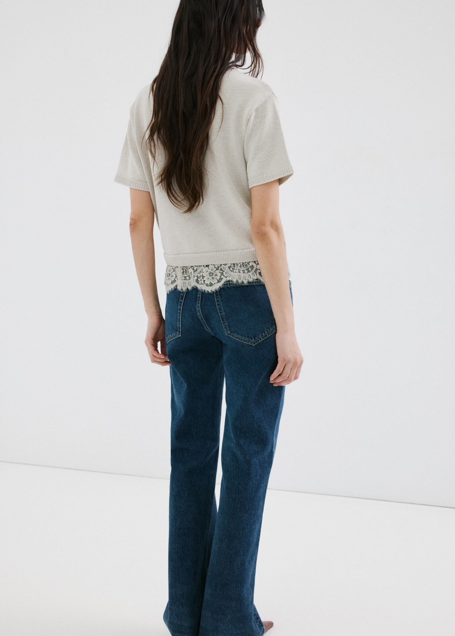 كنزة جيرسي محبوكة بالدانتيل - الجهة الخلفية للمنتج