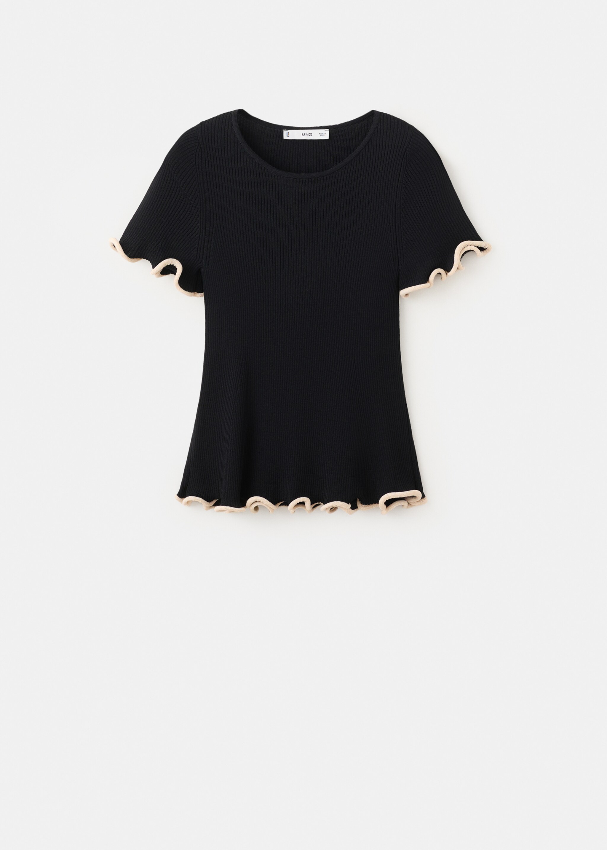 Peplum jumper with contrasting trims - Article without model, Black. Ref: 27015846-00.