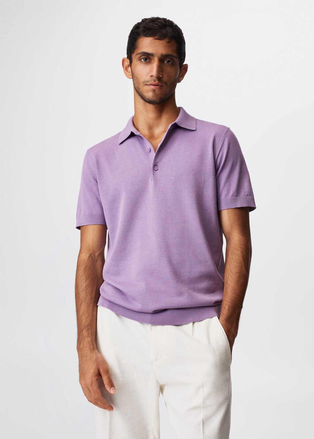 Knit cotton polo shirt - Men | MANGO China