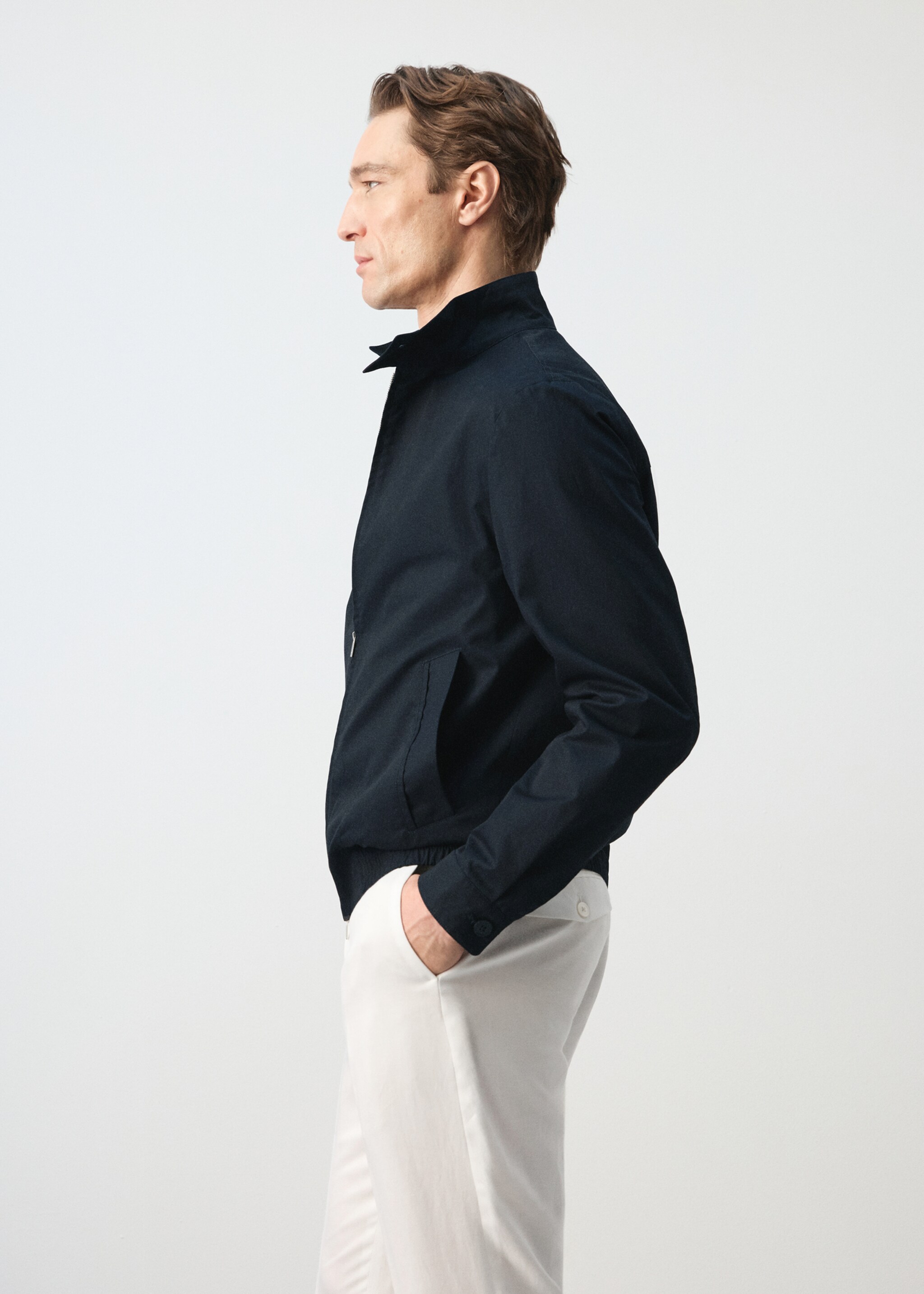 Cazadora 100% algodón water repellent - Detalle del artículo 2, Azul marino. Ref: 27015934-00.