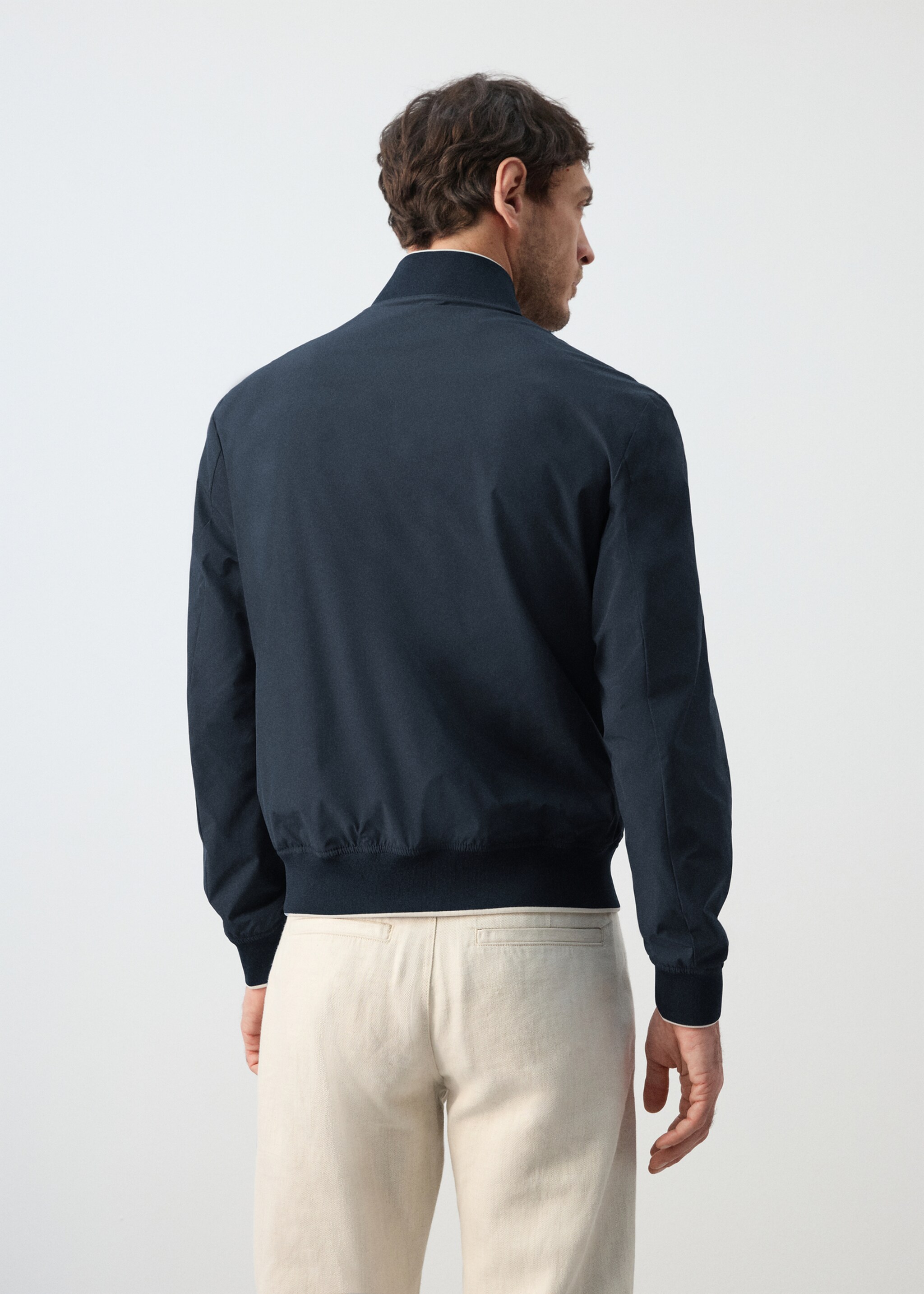 Lightweight water-repellent bomber jacket - Reverse of the article, Navy. Ref: 27015935-00.