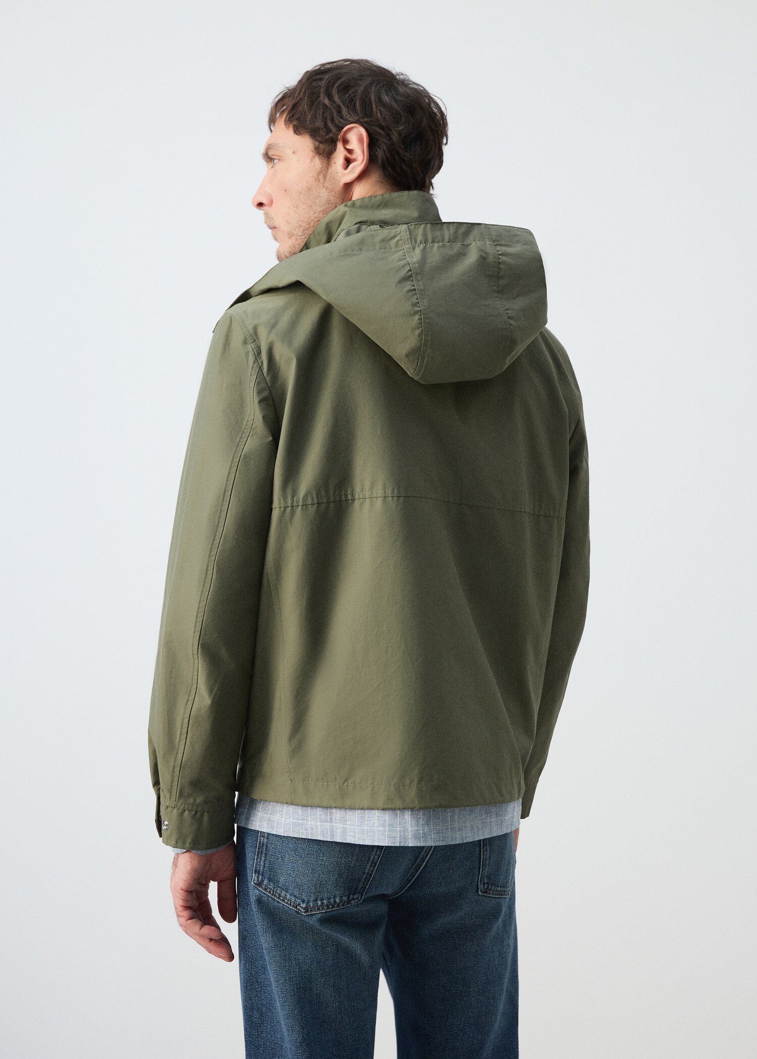 Water-repellent bomber jacket with detachable hood - Reverse of the article