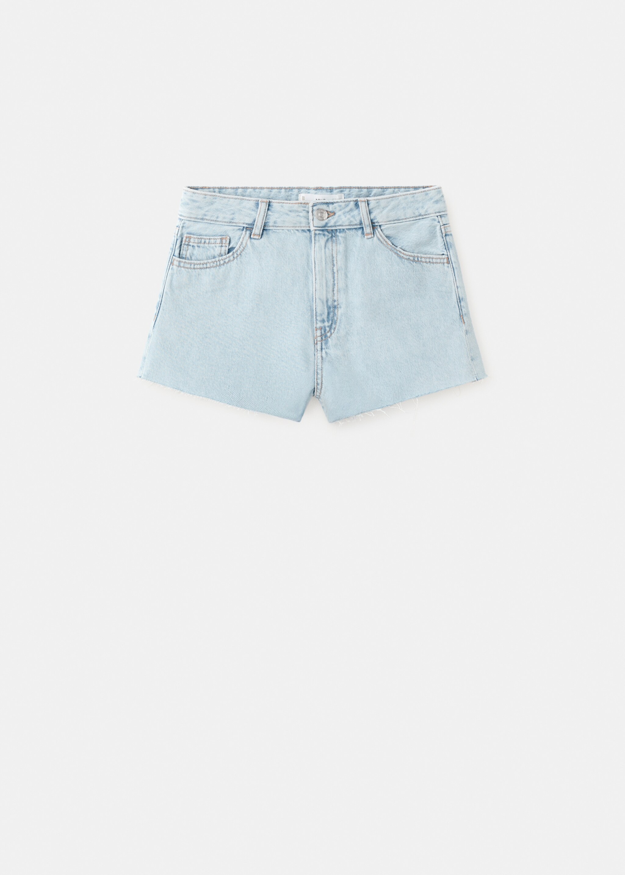 Denim shorts with frayed hem - Article without model, Light Blue. Ref: 27015941-00.