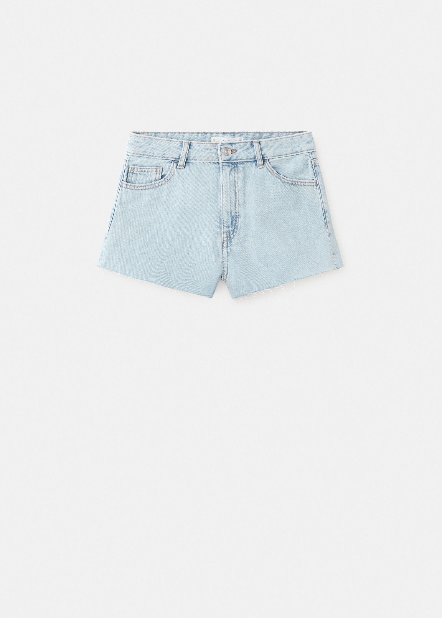 Denim shorts with frayed hem - Article without model
