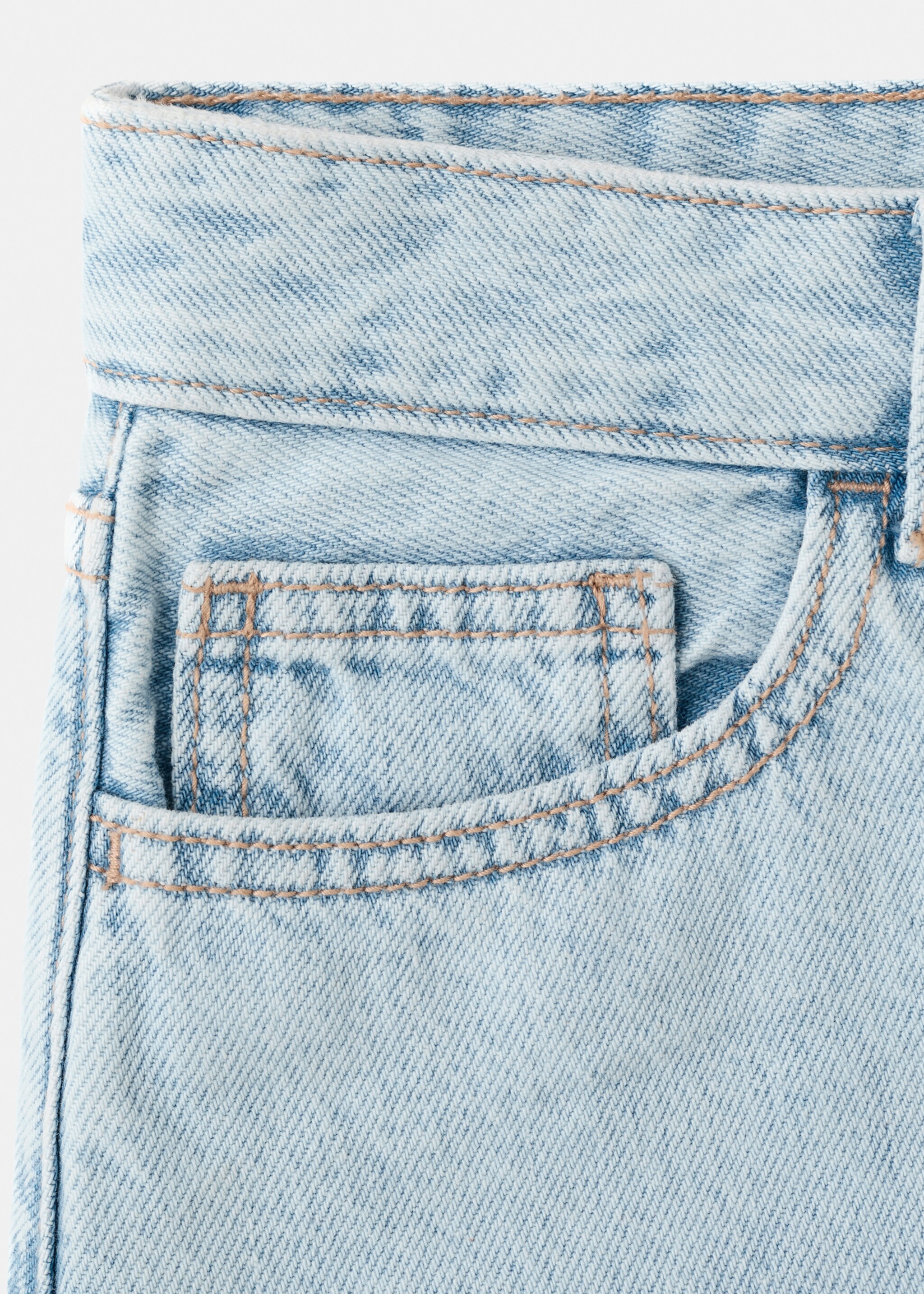 Denim shorts with frayed hem - Details of the article 0, Light Blue. Ref: 27015941-00.