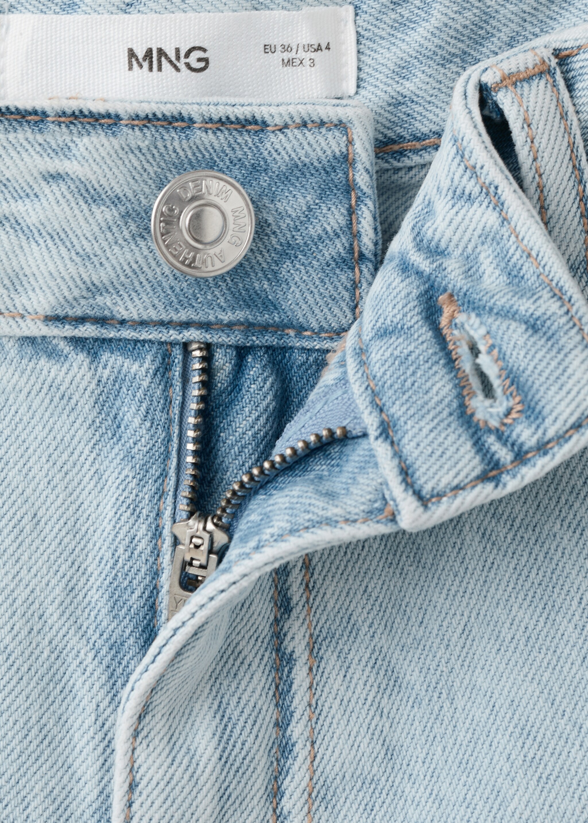Denim shorts with frayed hem - Details of the article 8, Light Blue. Ref: 27015941-00.