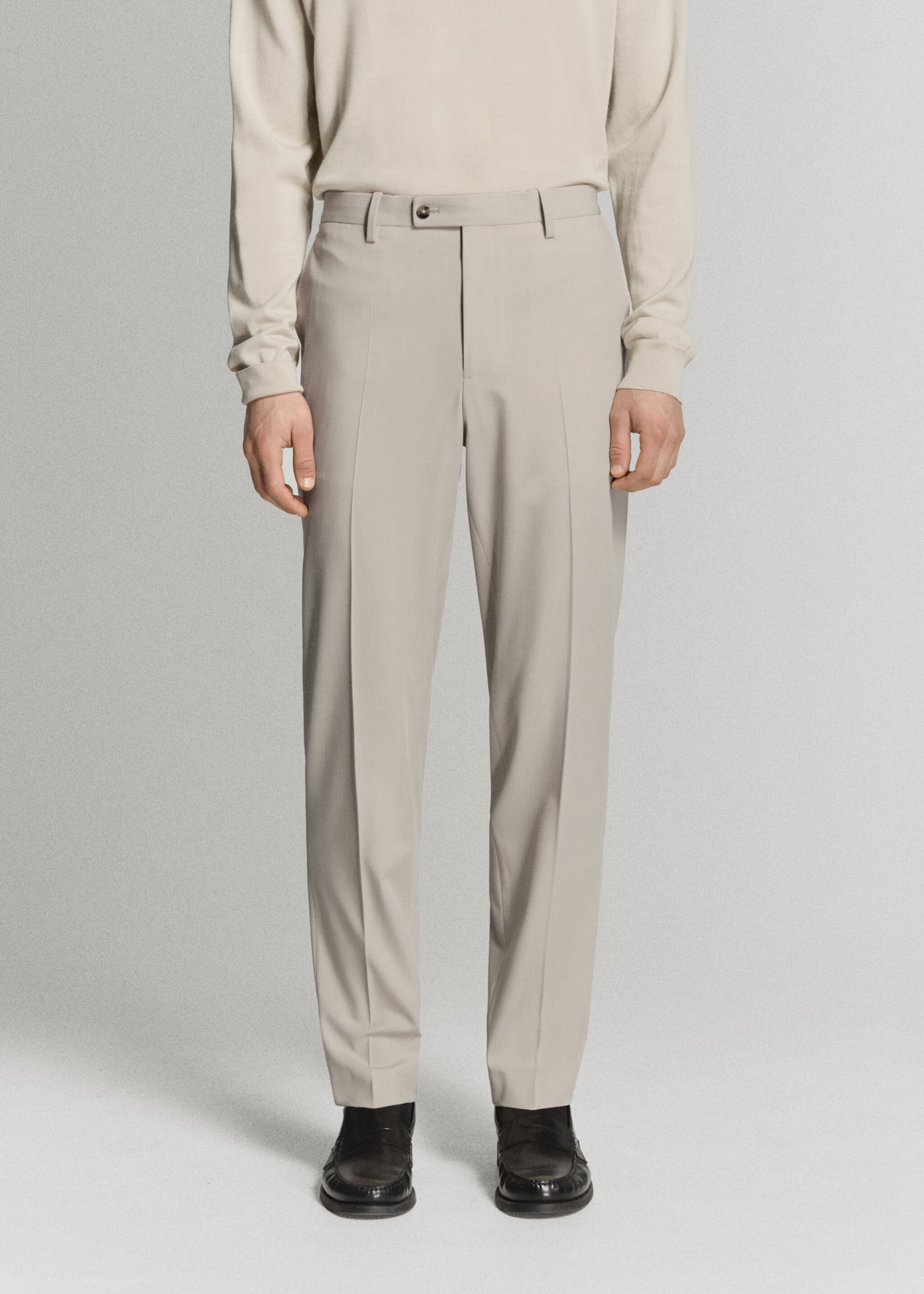 Pantalón traje Milán slim fit - Plano medio, Beige. Ref: 27015943-00.