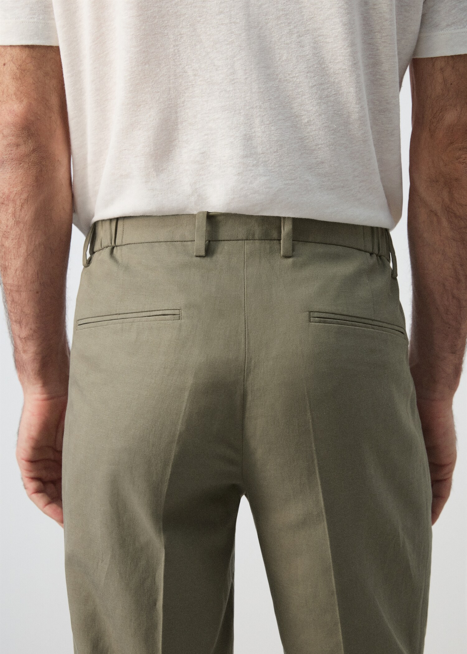 Slim fit linen lyocell blend trousers - Details of the article 1