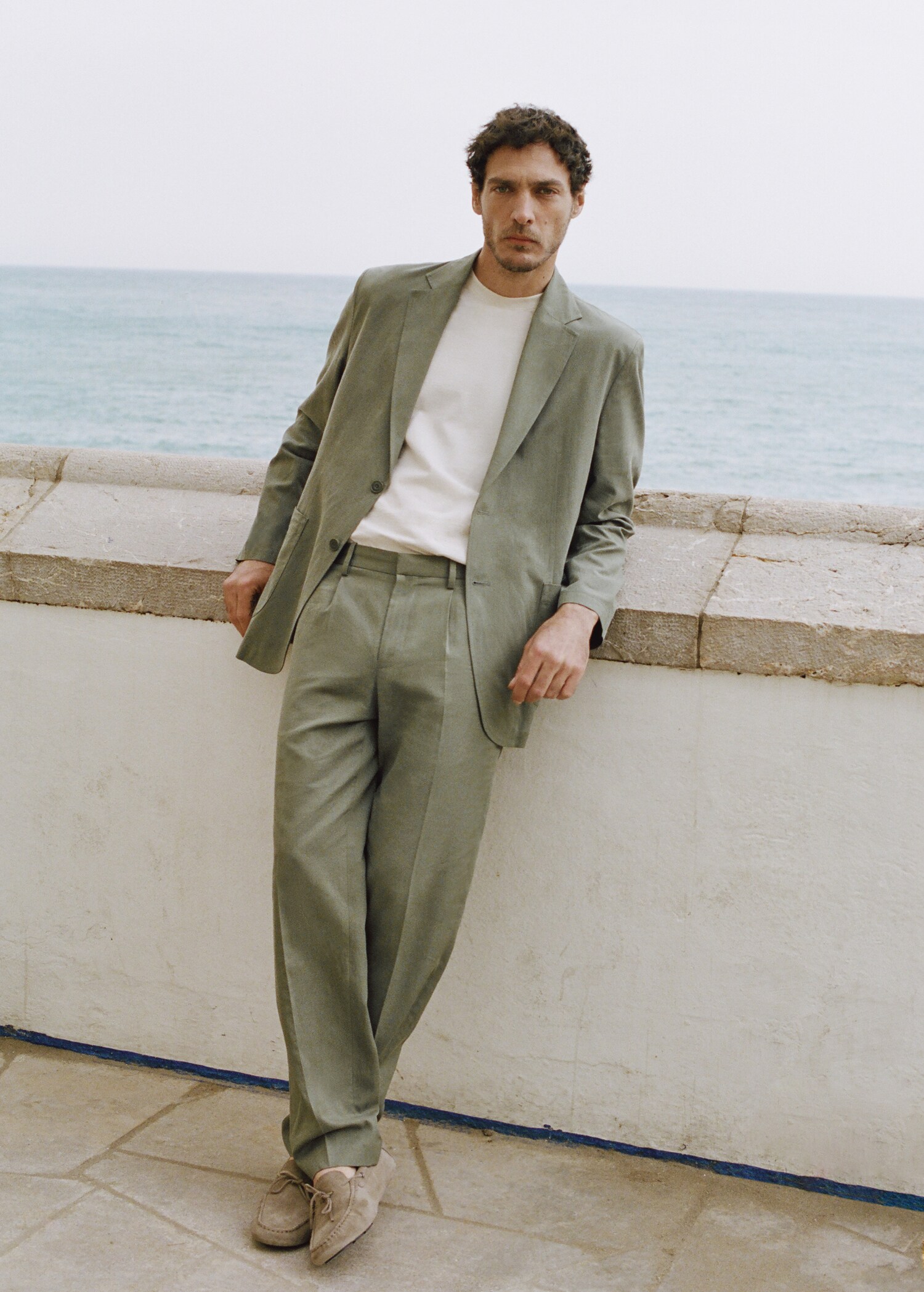 Slim fit linen lyocell blend trousers - Details of the article 5