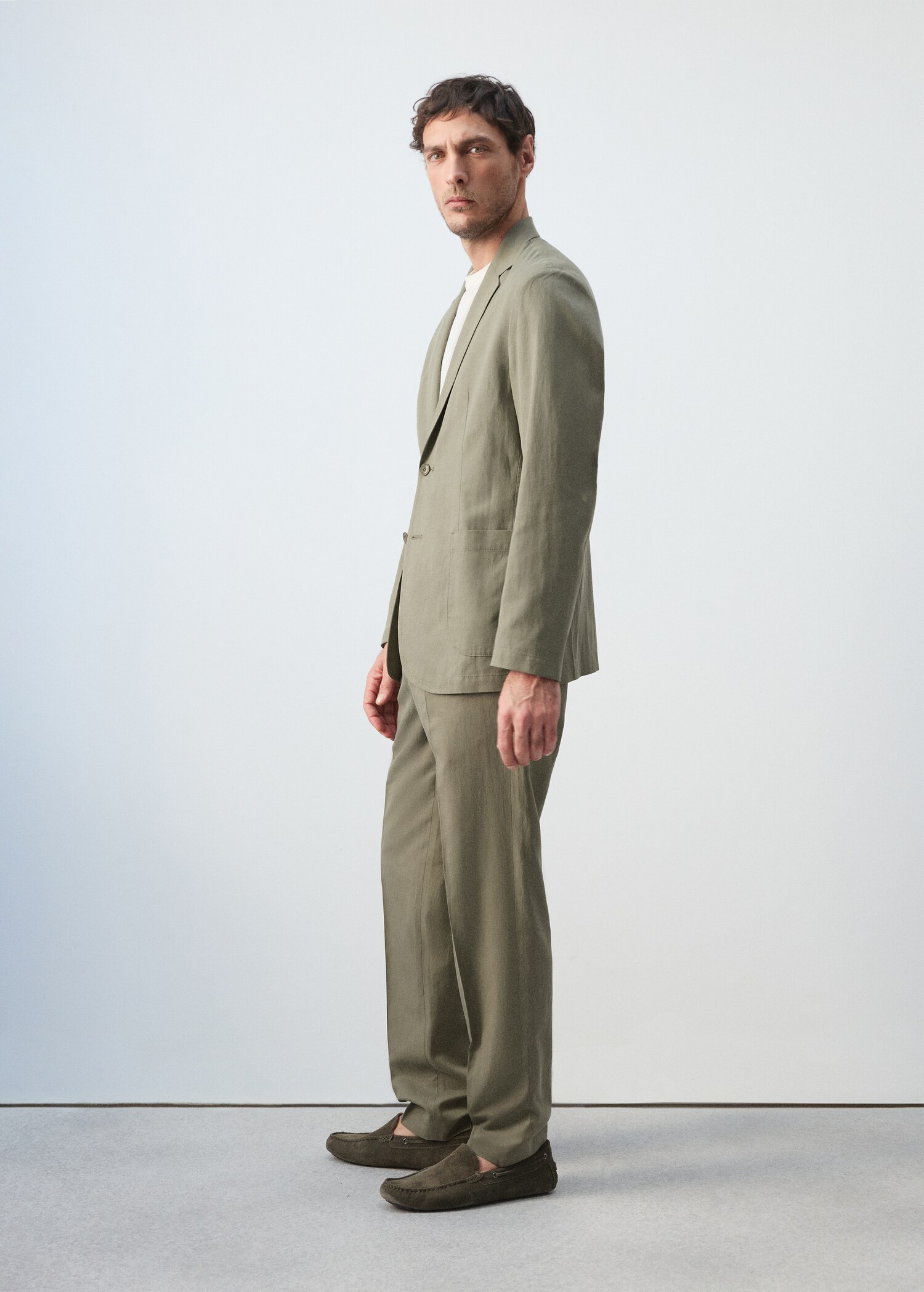 Slim fit linen lyocell blend trousers - Details of the article 6
