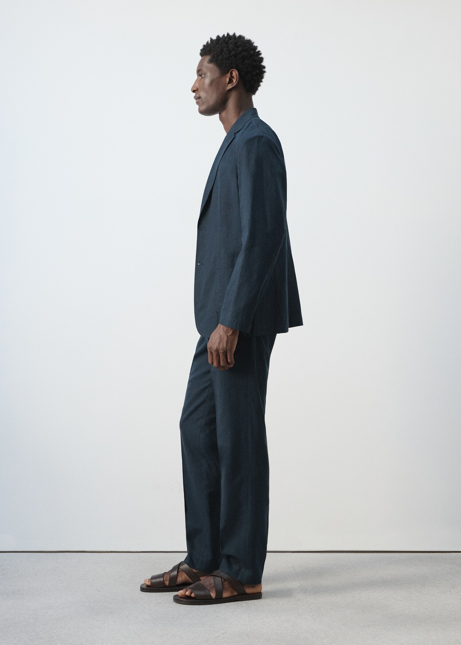 Slim fit linen lyocell blend trousers - Details of the article 2
