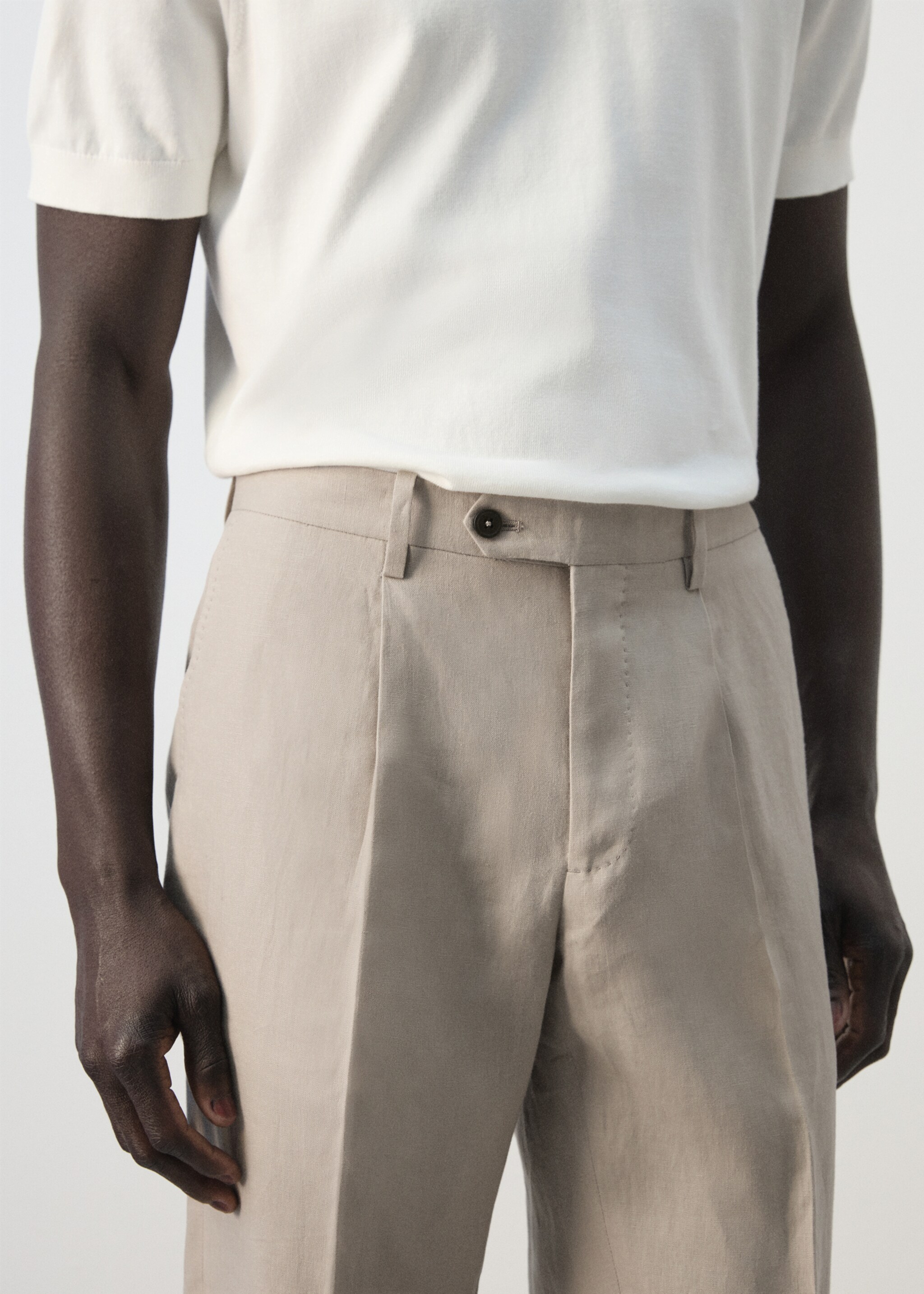 Pantalón traje Amalfi 100% lino slim fit - Detalle del artículo 1, Beige. Ref: 27015949-00.