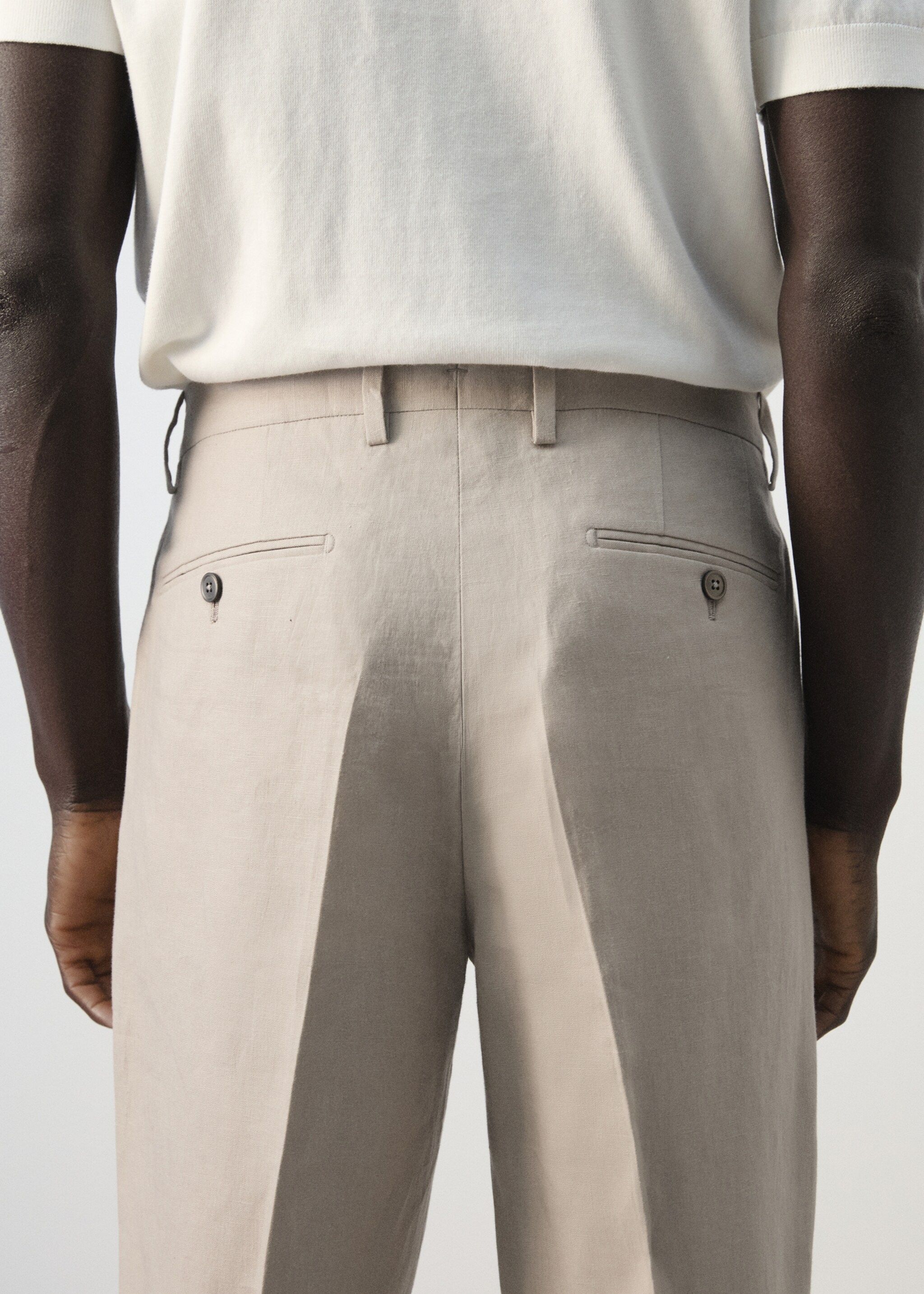 Pantalón traje Amalfi 100% lino slim fit - Detalle del artículo 6, Beige. Ref: 27015949-00.