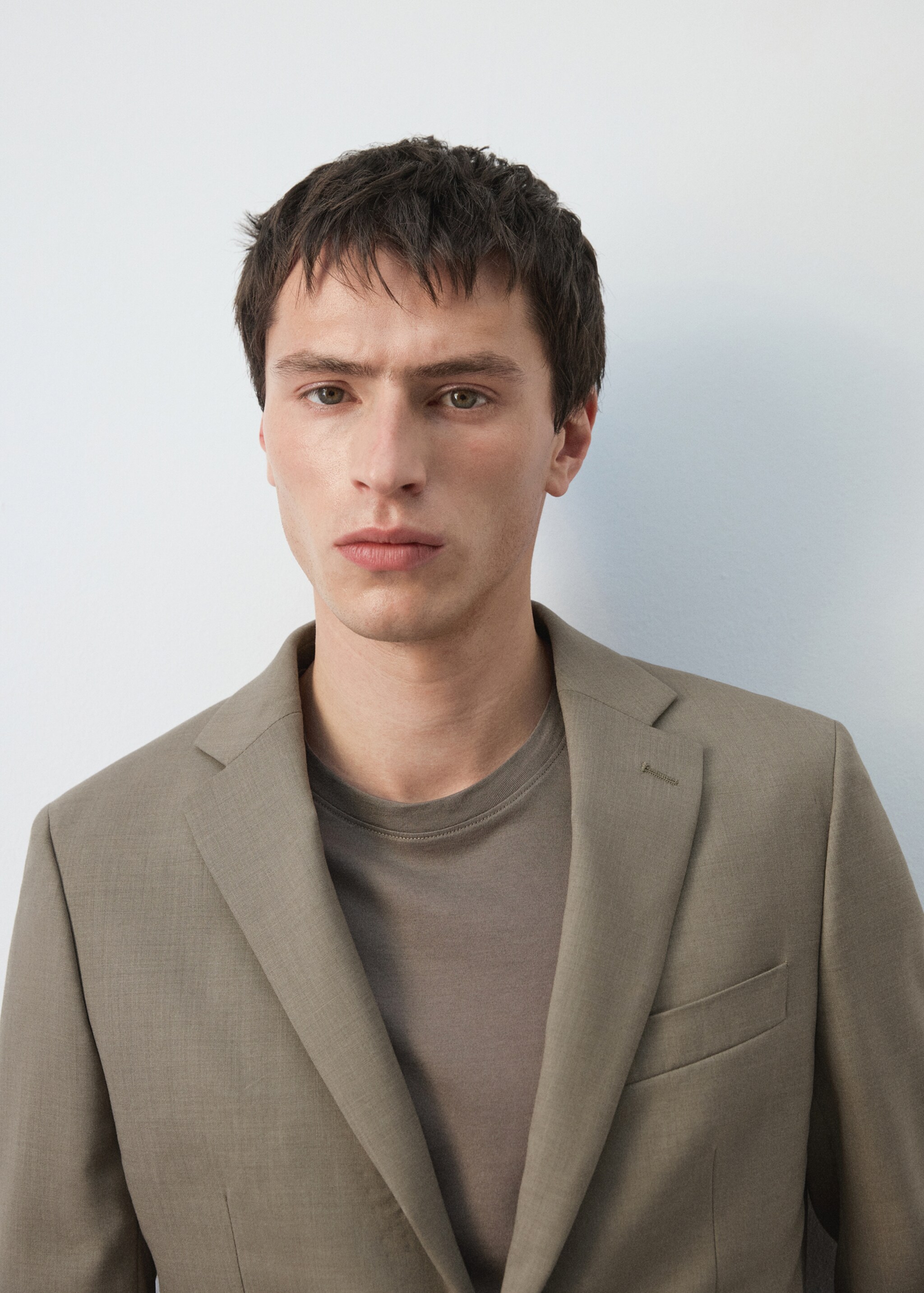 Turin 100% wool suit jacket - Details of the article 1, Medium Brown. Ref: 27015950-00.