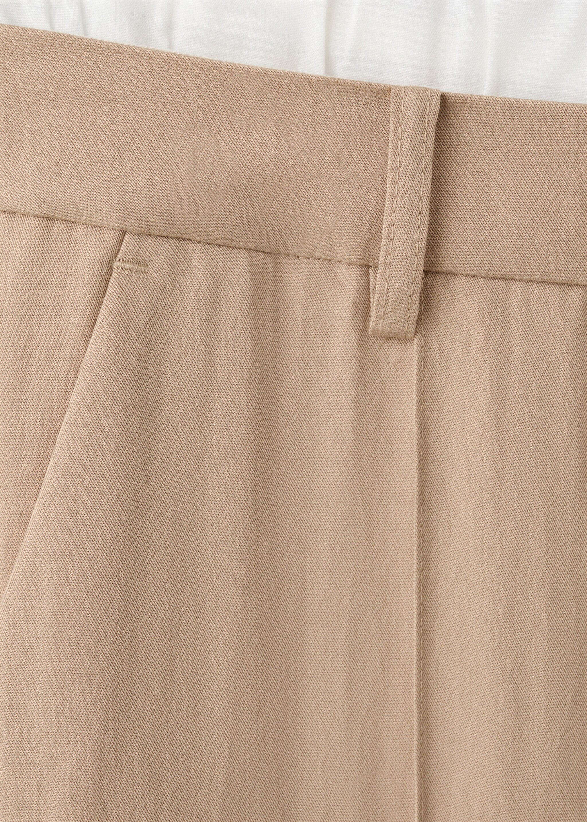 Lyocell trousers with a combined waistband - Details of the article 0, Beige. Ref: 27015960-00.