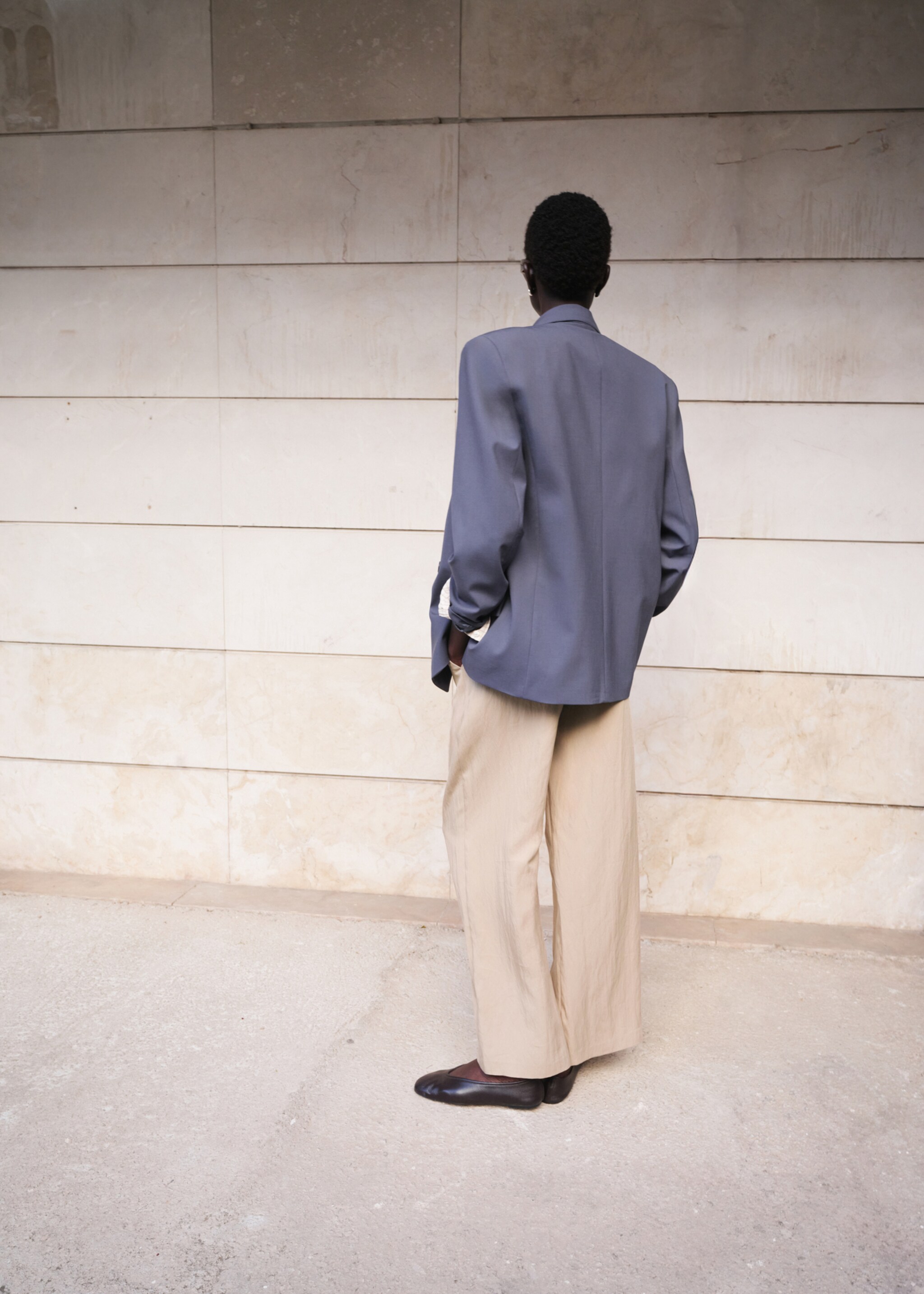 Lyocell trousers with a combined waistband - Reverse of the article, Beige. Ref: 27015960-00.
