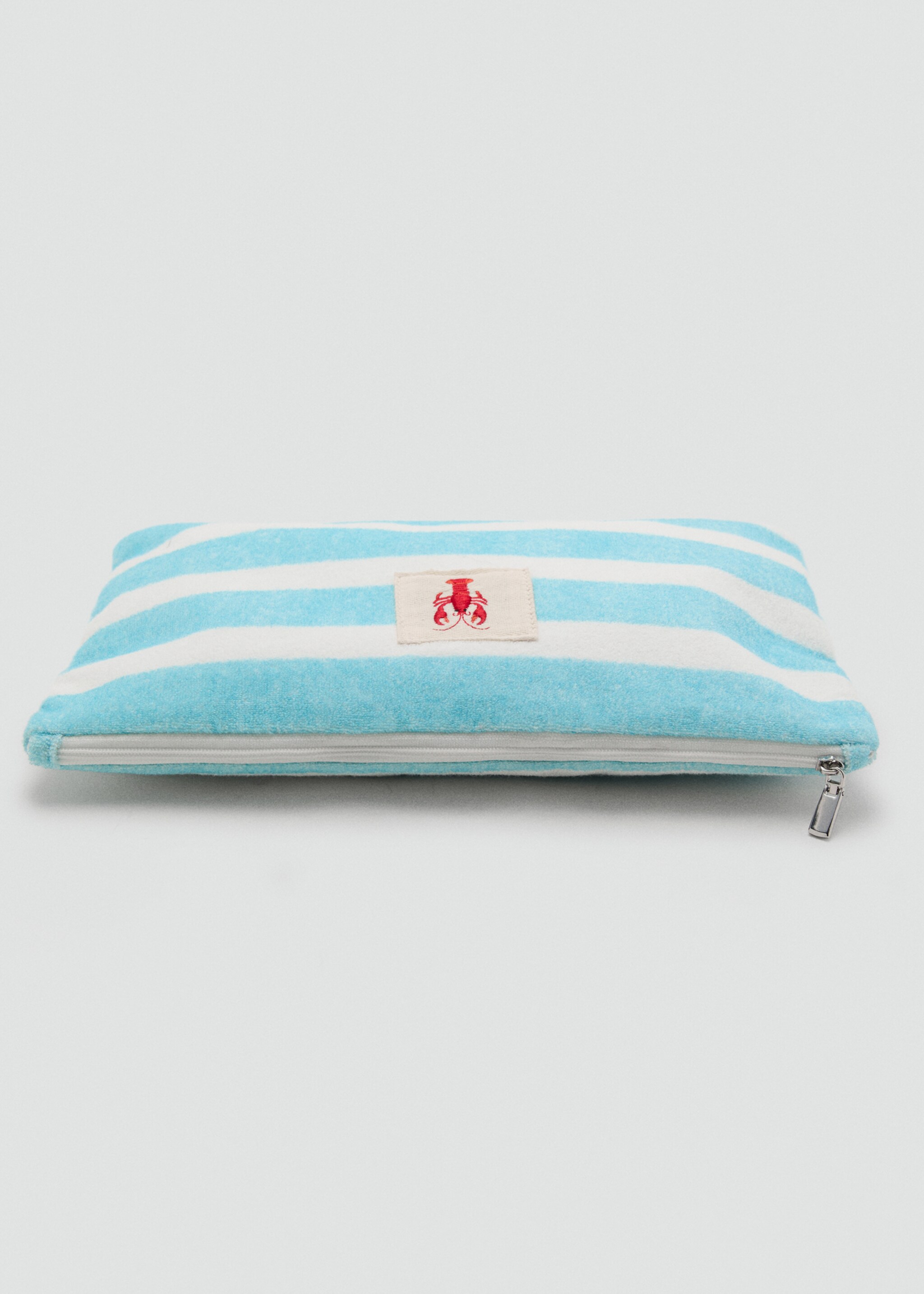 Striped cotton toiletry bag - Details of the article 1, Blue. Ref: 27015973-00.