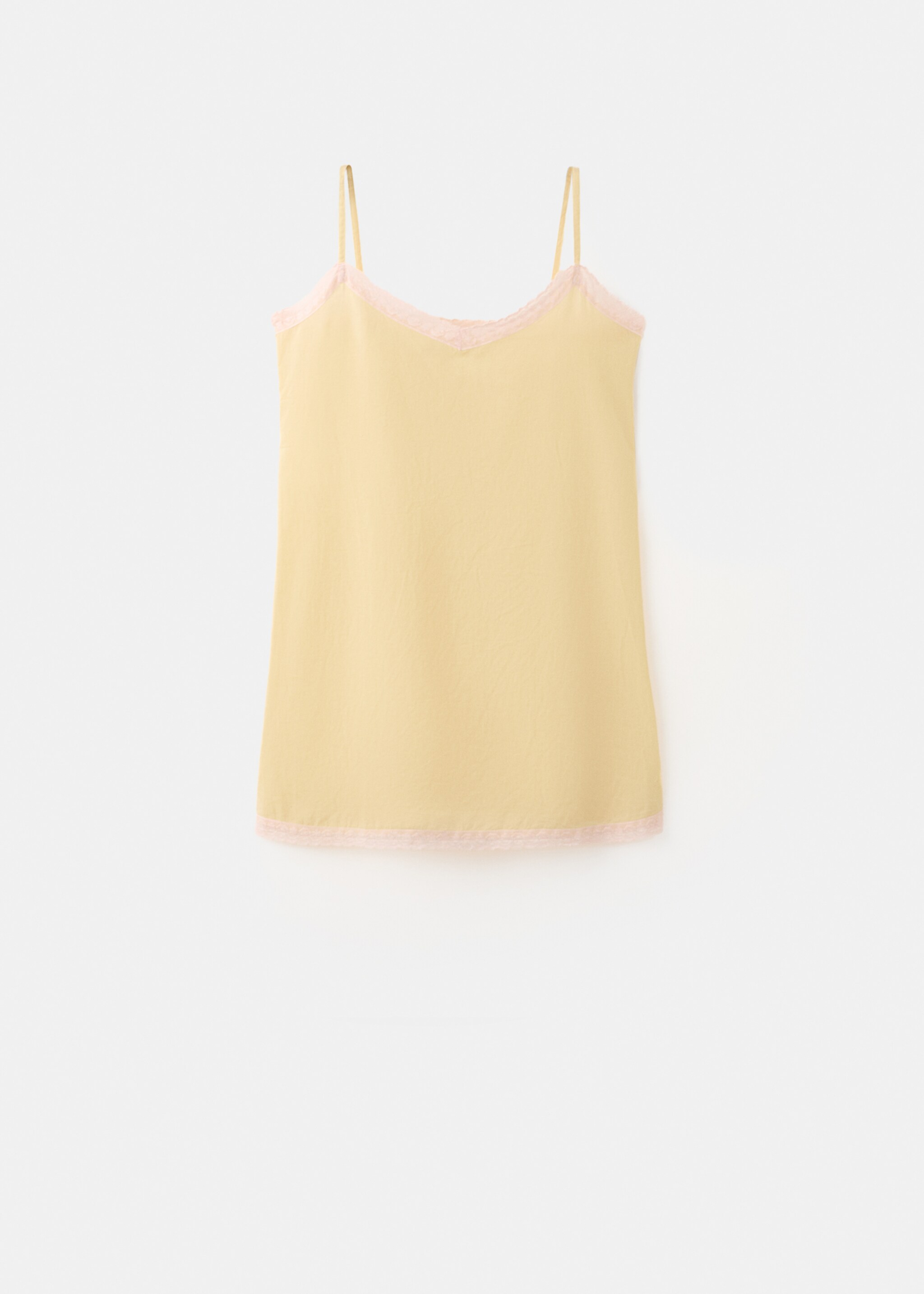 Short nightdress 100% cotton - Article without model, Pastel Yellow. Ref: 27015975-00.